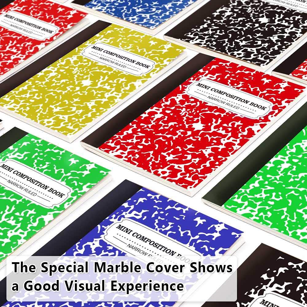 feela Composition Notebook, Mini Sized 30 Pack 5 Colors Narrow Ruled Mini Composition Books Bulk