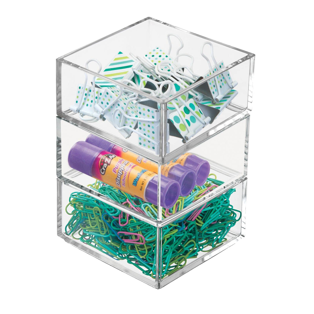 mDesign Plastic Square Desk Organizer - Create Section for Home Office Drawers, Desktop - Holds