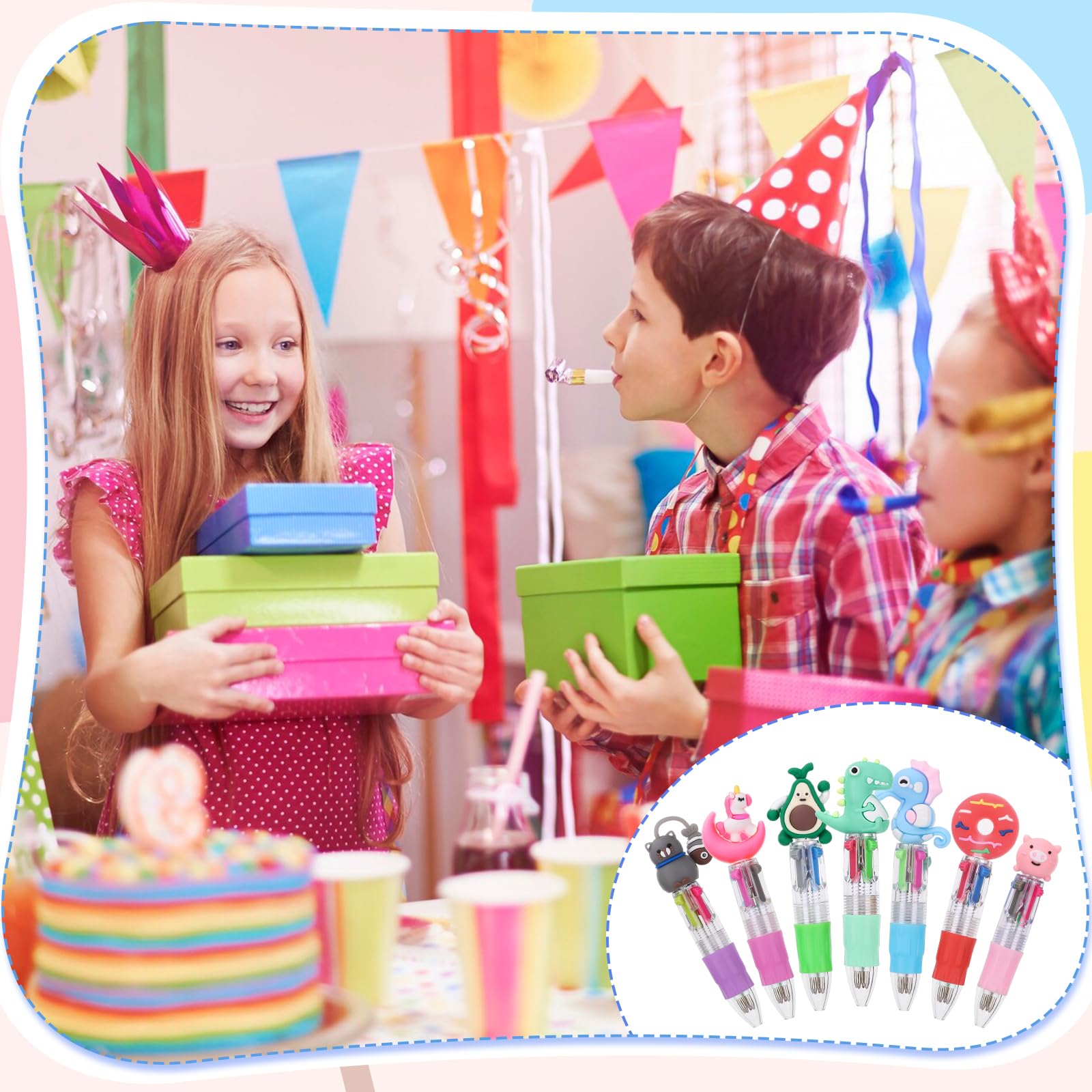 BESARME 48 Pack Multicolor Fun Pens, Halloween Goodie Bags Stuffer for Kids