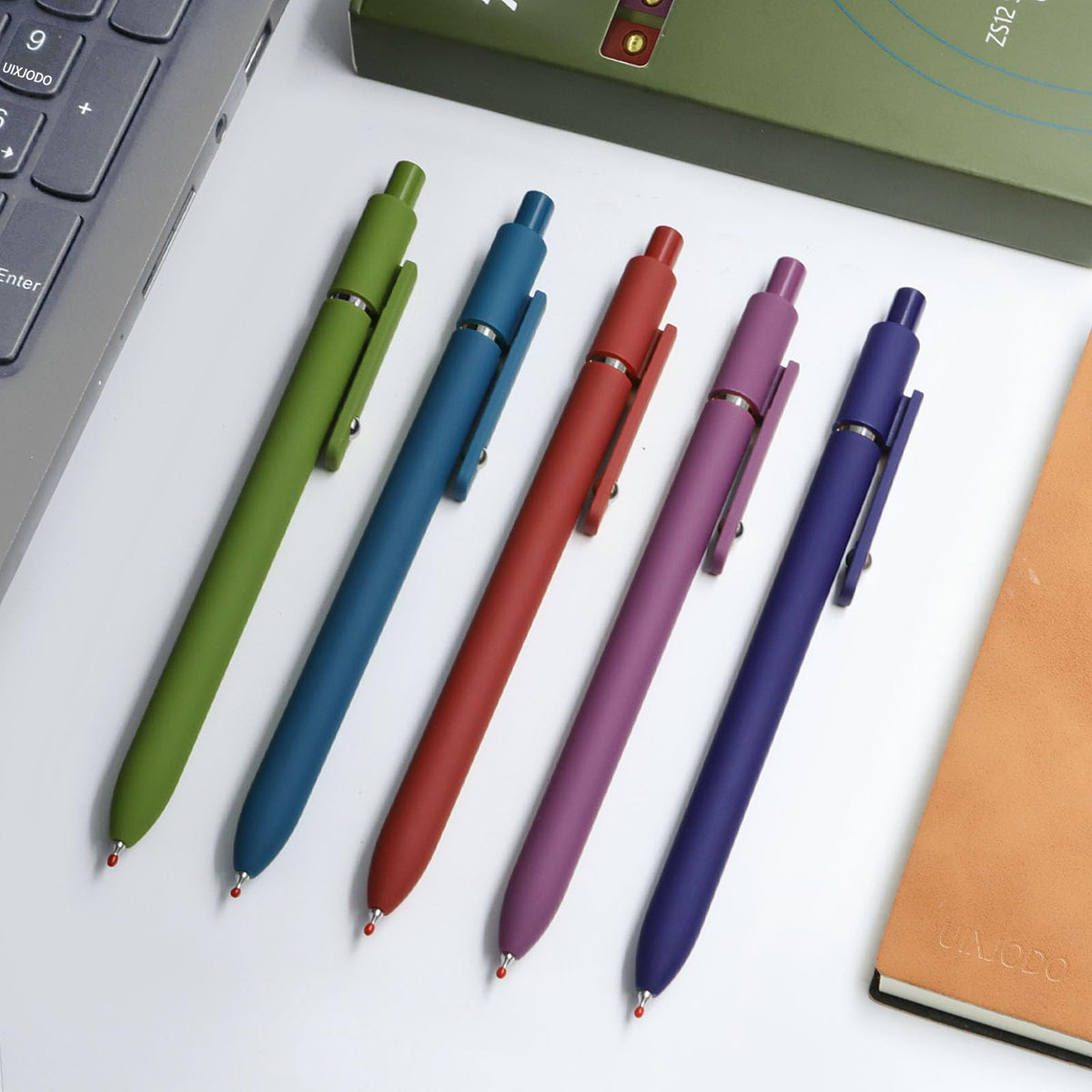 UIXJODO Gel Pens, 10 Pcs 0.5mm Black Ink Pens Fine Point Smooth Writing Pens with Silicone Grip