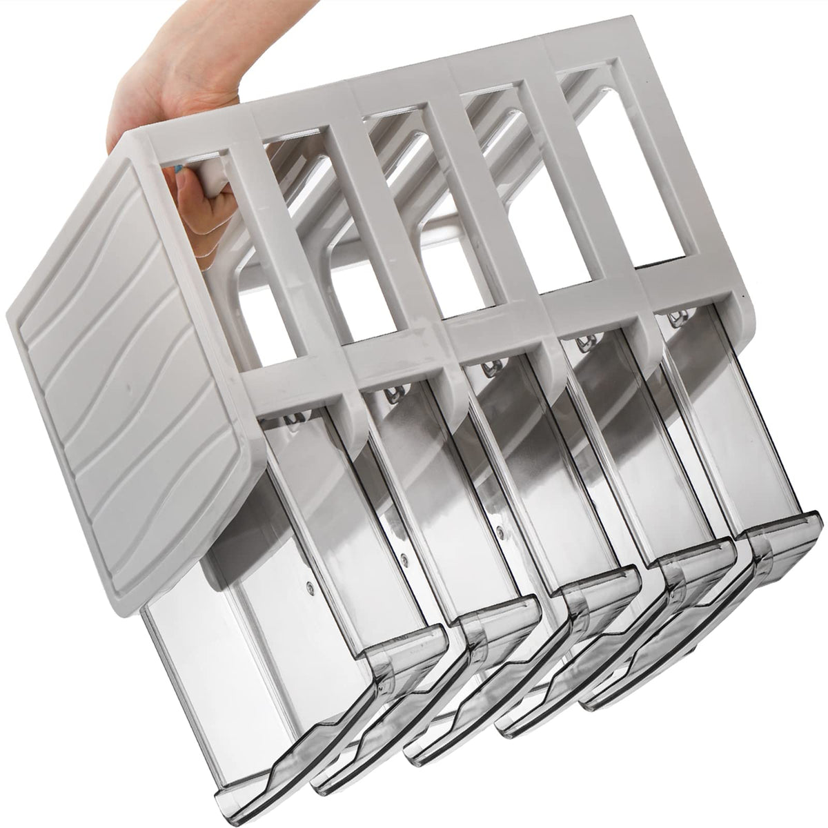 DEAYOU 5 Drawer Desktop Storage Bin Unit, Small Plastic Organizer, White Frame with Clear Drawer