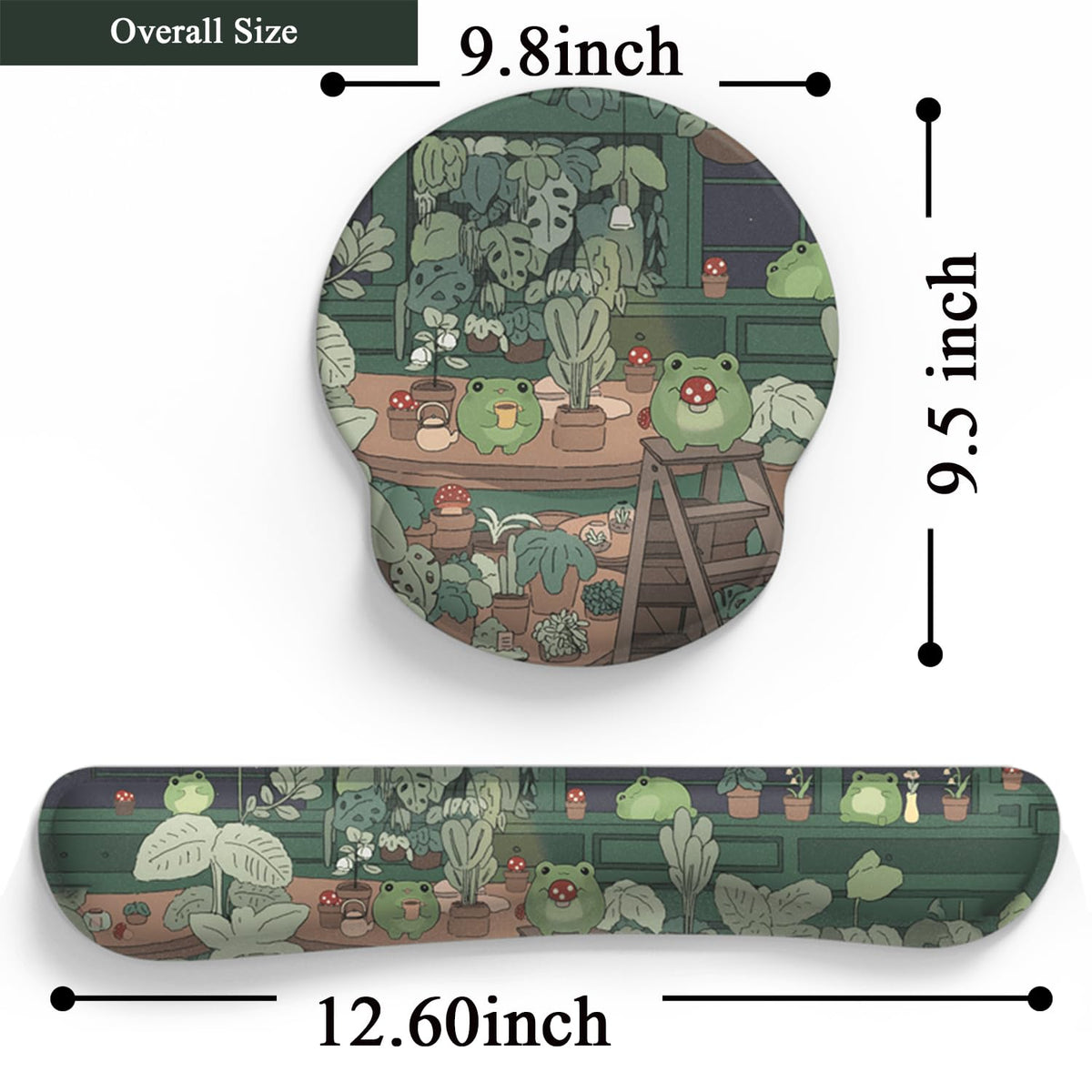 Cute Frog Mouse Pad with Wrist Rest Kawaii Green Decor Pain Relief Mat, Ergonomic Mouse Pad for