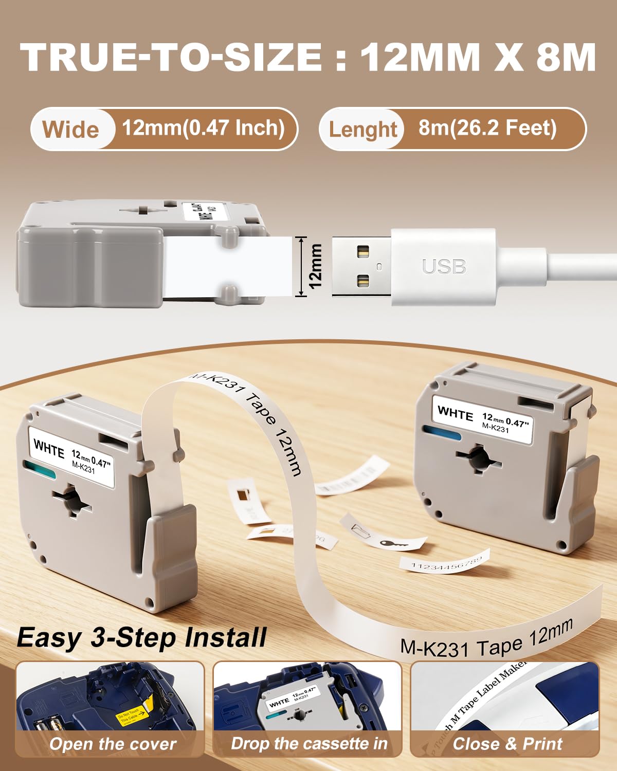 Weemay 7 Pack M-K231S Compatible for Brother Label Tape M-K231 MK-231 M-231
