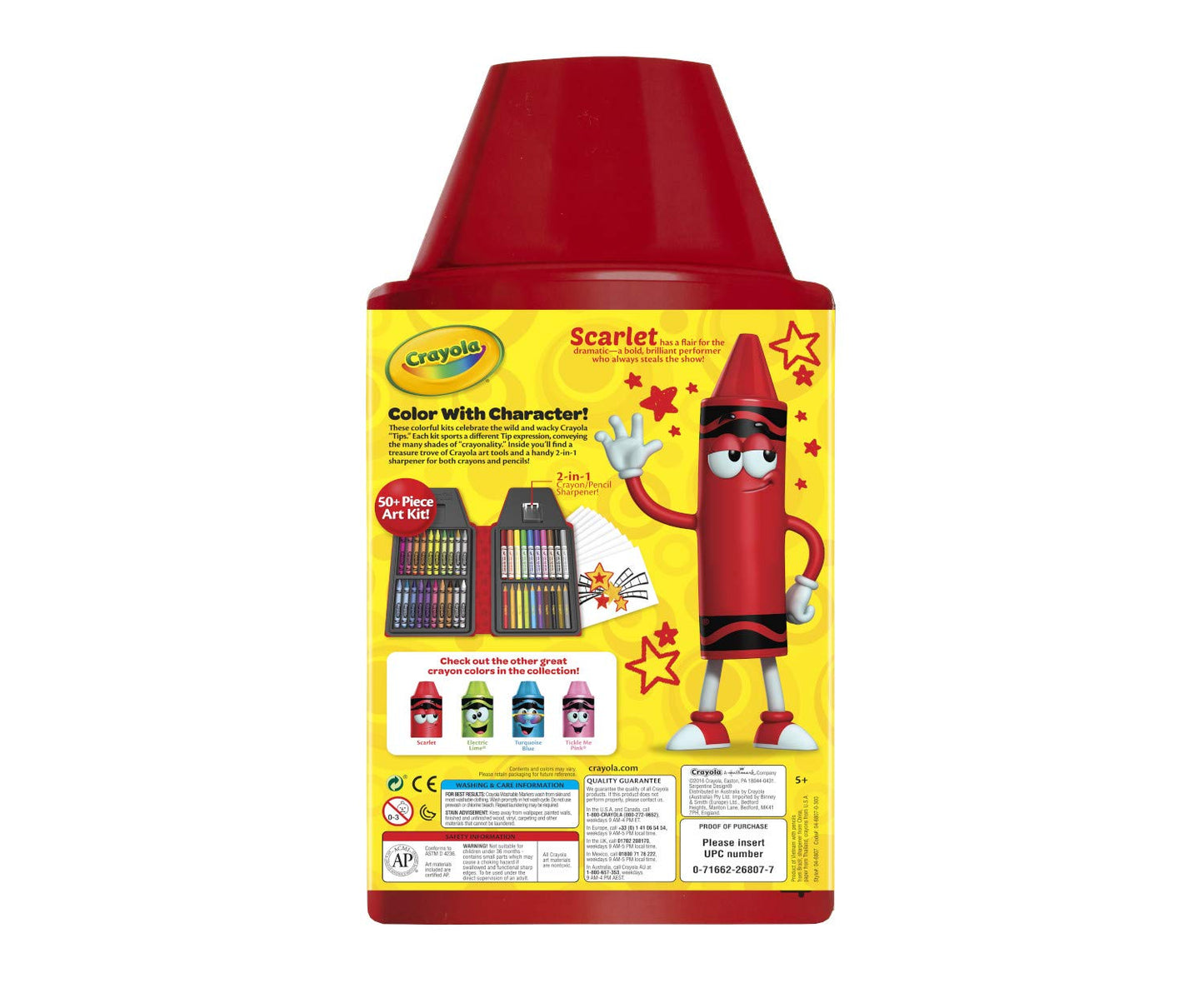 Crayola Tip 50 Piece Art Kit, Scarlet Art Gift for Kids 5 & Up, Includes Crayons, Pip-Squeaks