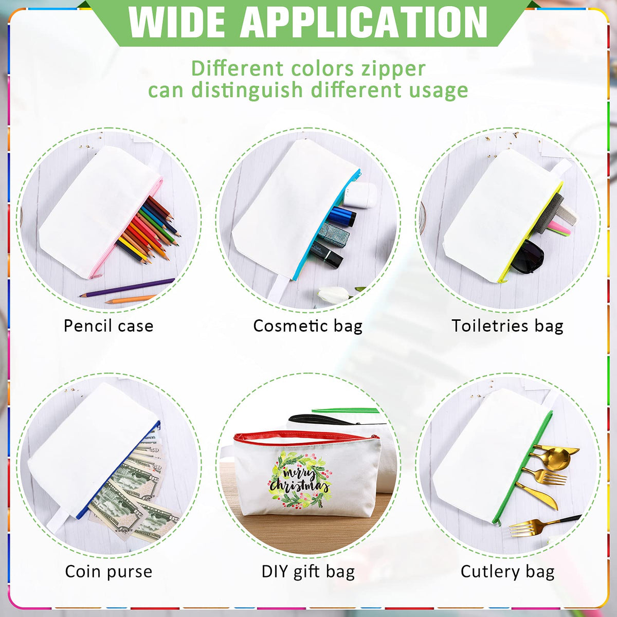 Saintrygo 30 Pieces Blank DIY Craft Canvas Pencil Case - Makeup Pouch Bags in Bulk, Travel Toiletry