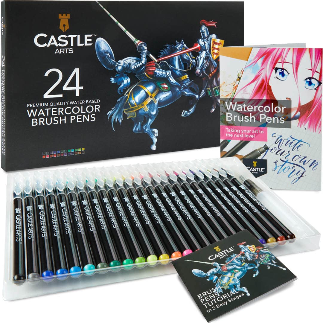 Castle Art Supplies Watercolor Brush Pens for Artists - 24 Colors