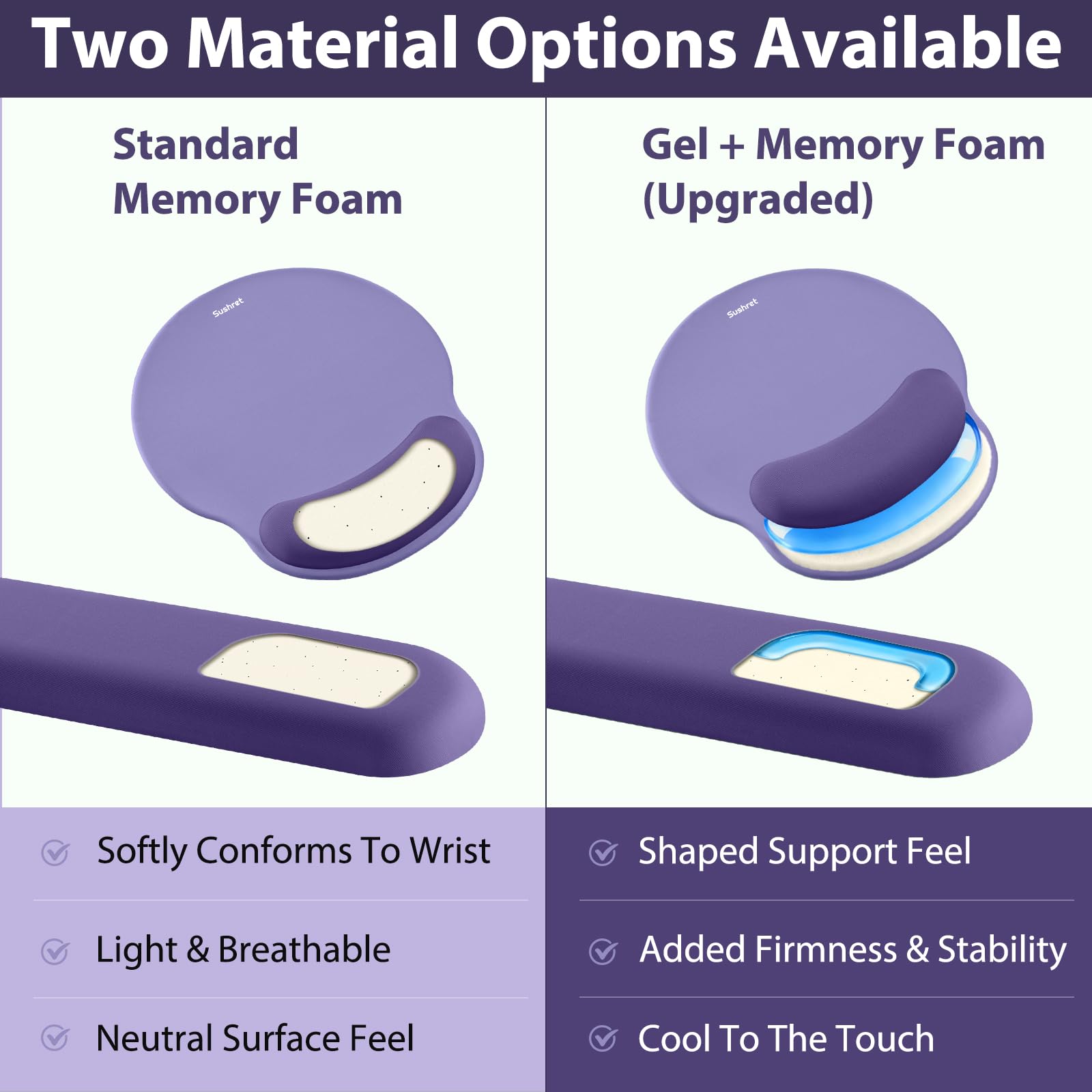 Sushret Mouse Pad and Keyboard Wrist Rest, 3-in-1 Gel Memory Foam Ergonomic Mouse Pad with Wrist