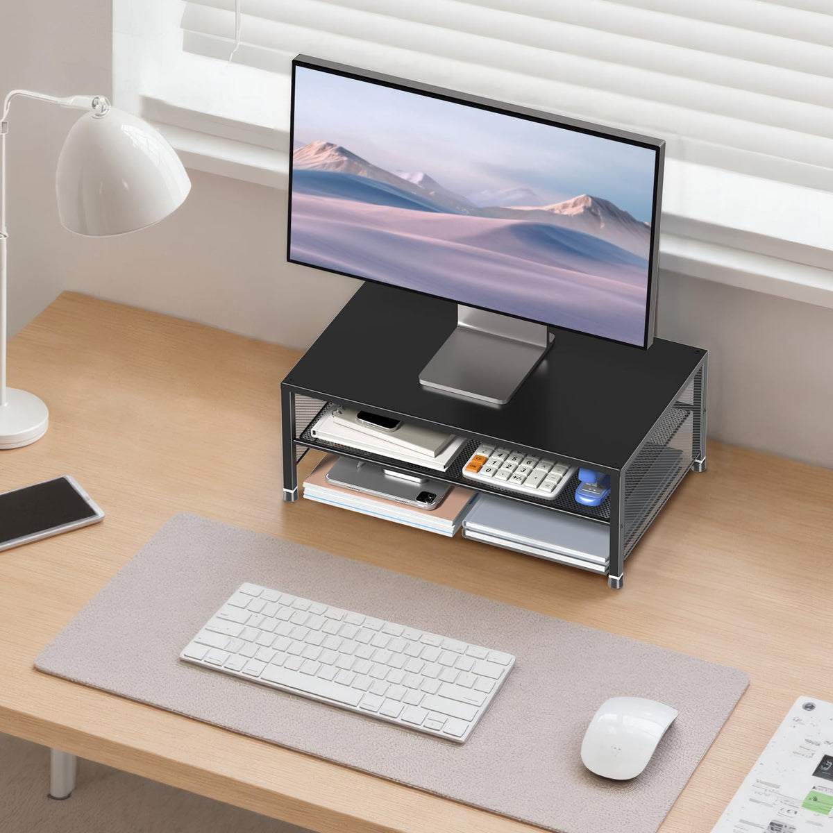 ECOLOVI 2-Tier Computer Monitor Stand Riser, Printer & Laptop Stand, Office Desk Accessories