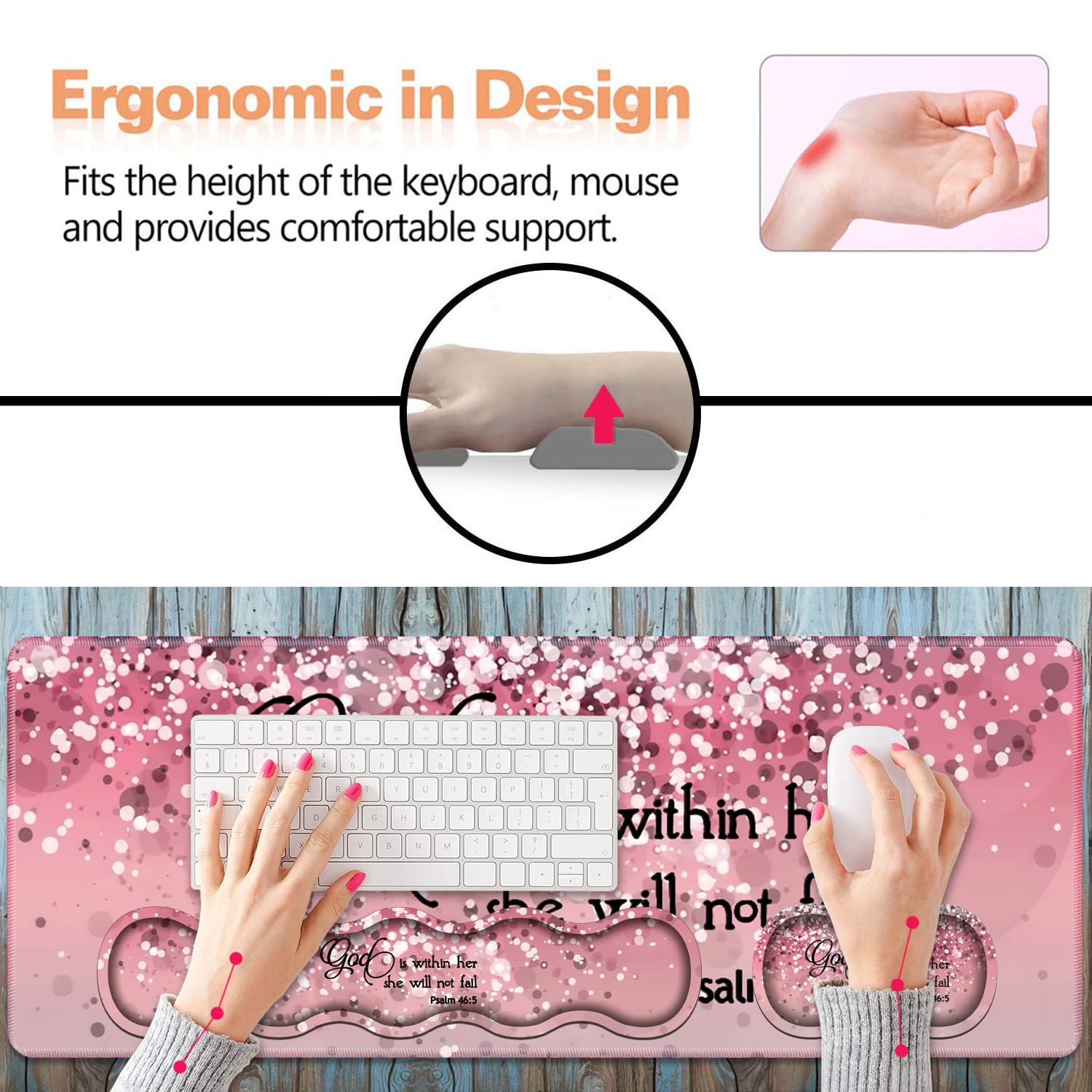 Ergonomic Keyboard Wrist Rest & Mouse Pad Wrist Rest Set,Large XXL Gaming Desk Mat 31.5"x