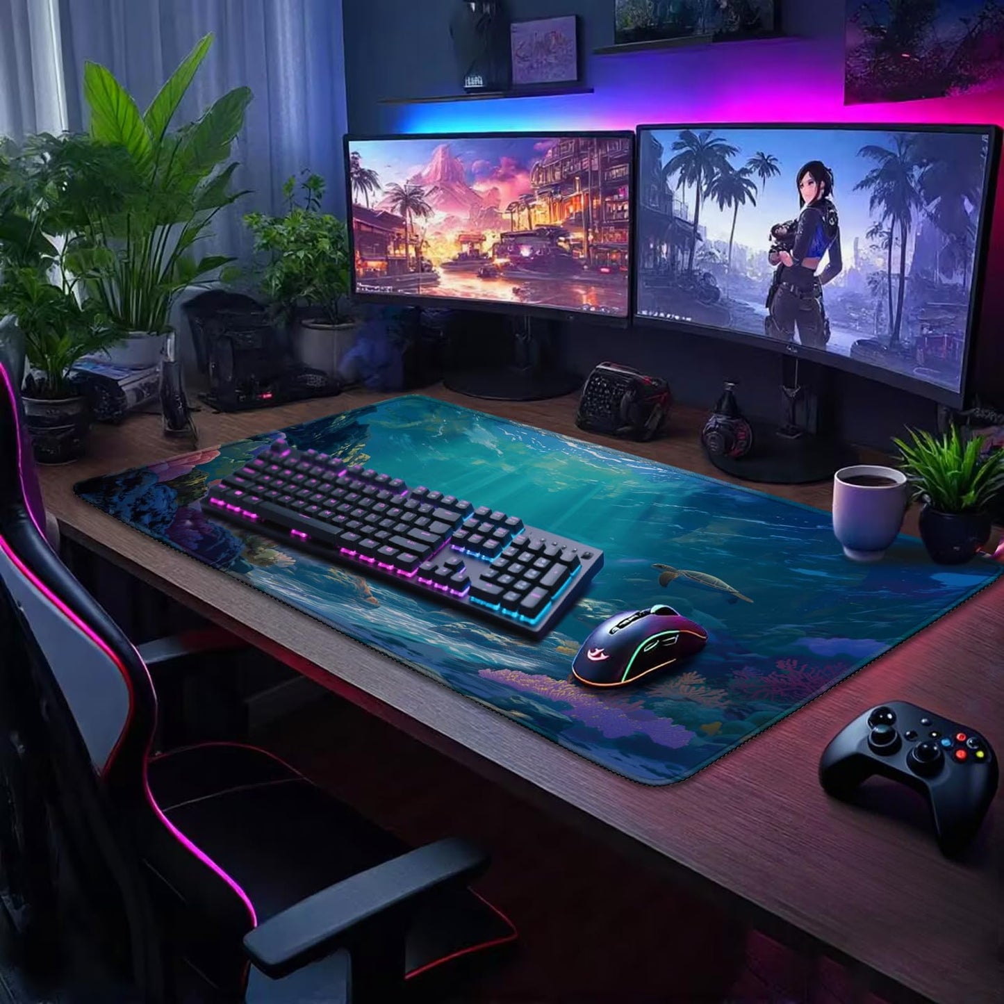 Mcapirivo Sea Turtles Large Gaming Mouse Pad Desk Mat 31.5"x15.7"