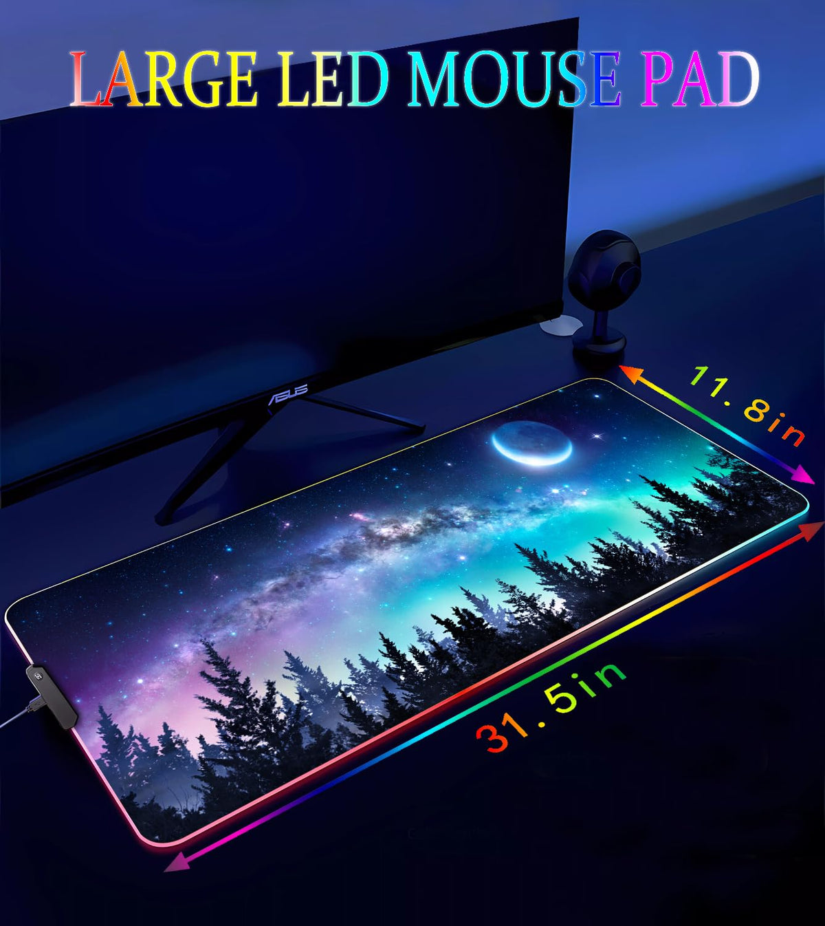 Armanza RGB Gaming Mouse Pad, Large Mousepad with Led Light, Gaming Accessories Keyboard Pad for