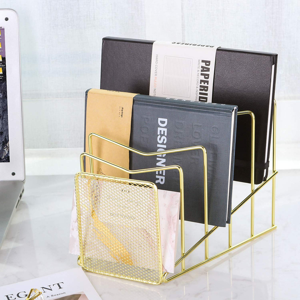 Z PLINRISE Incline File Sorter, Wire Magazine Holder Rack for Mails, Folders and Books, Desk Paper