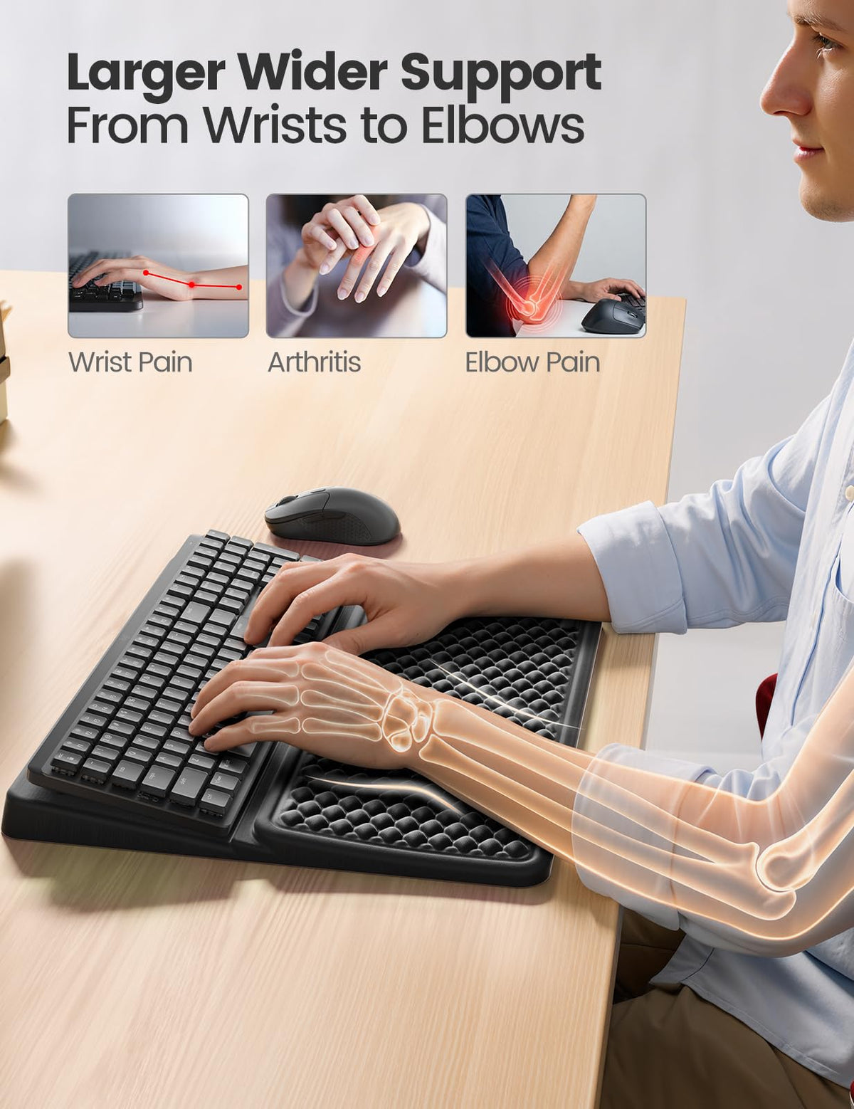 Vaydeer Keyboard Wrist Rest for Computer, Ergonomic Large Keyboard Mat Pad with Wrist Support, Soft