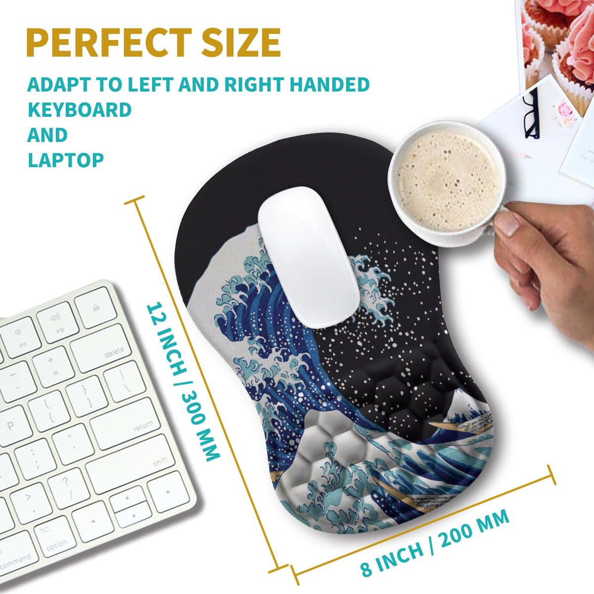 Hokafenle Ergonomic Mouse Pad Wrist Support, Wrist Rest Mousepad for Carpal Tunnel Pain Relief with