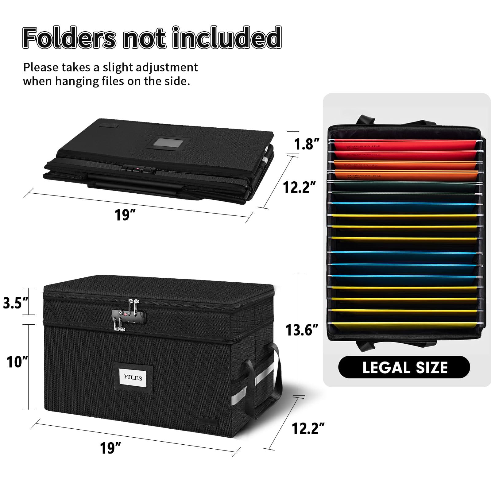 Large Fireproof Document Box with Lock, 2 Layer File Storage Organizer Box