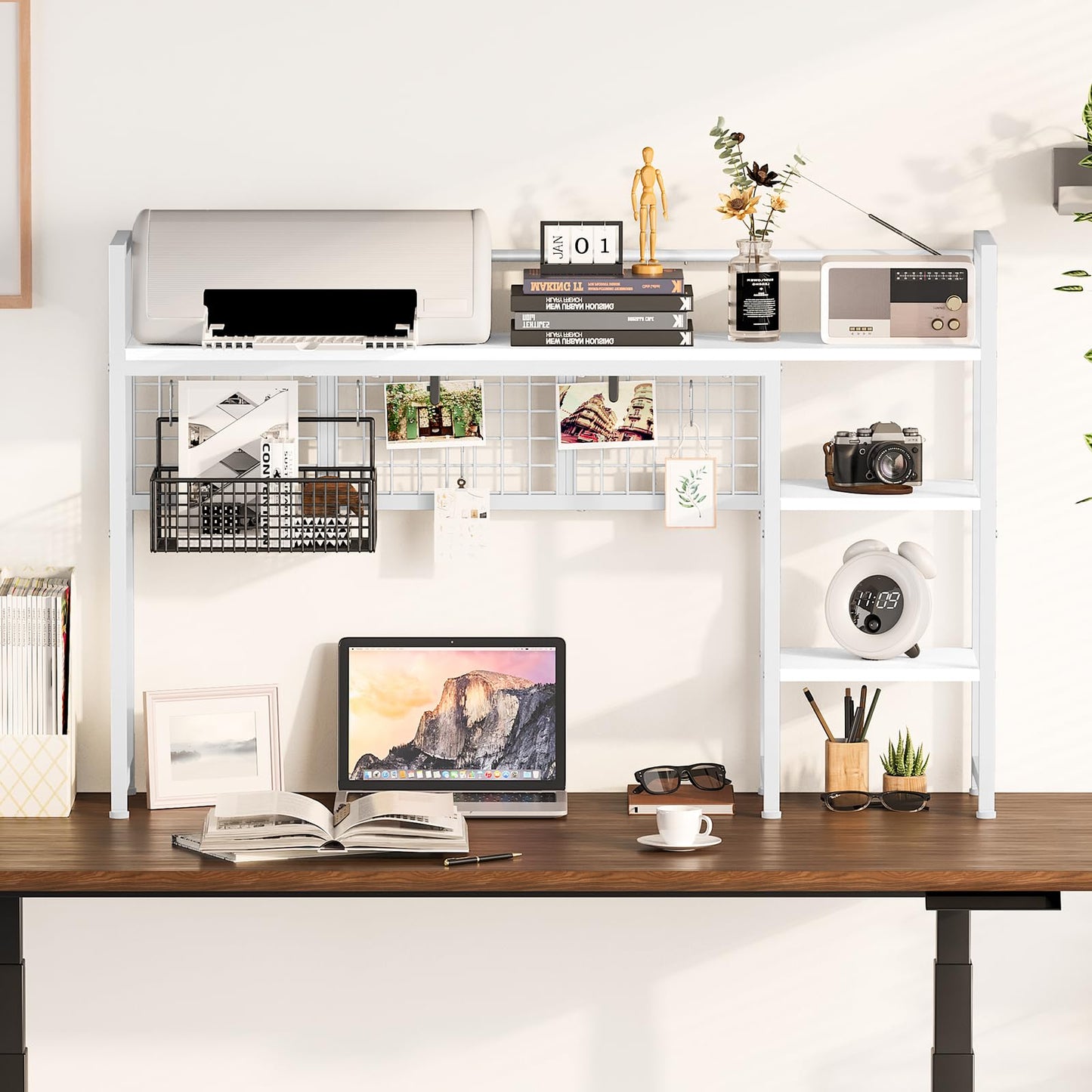 Snughome Desk Shelf, 44.9" Desktop Organizer Shelf, Desk Hutch for Computer Monitor, 4 Tier Desk