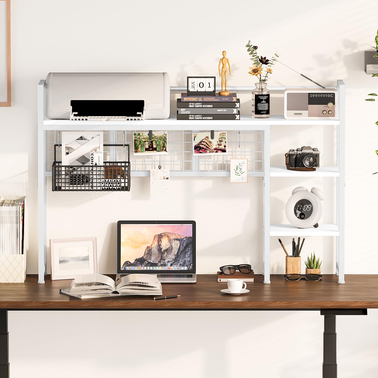 Snughome Desk Shelf, 44.9" Desktop Organizer Shelf, Desk Hutch for Computer Monitor, 4 Tier Desk
