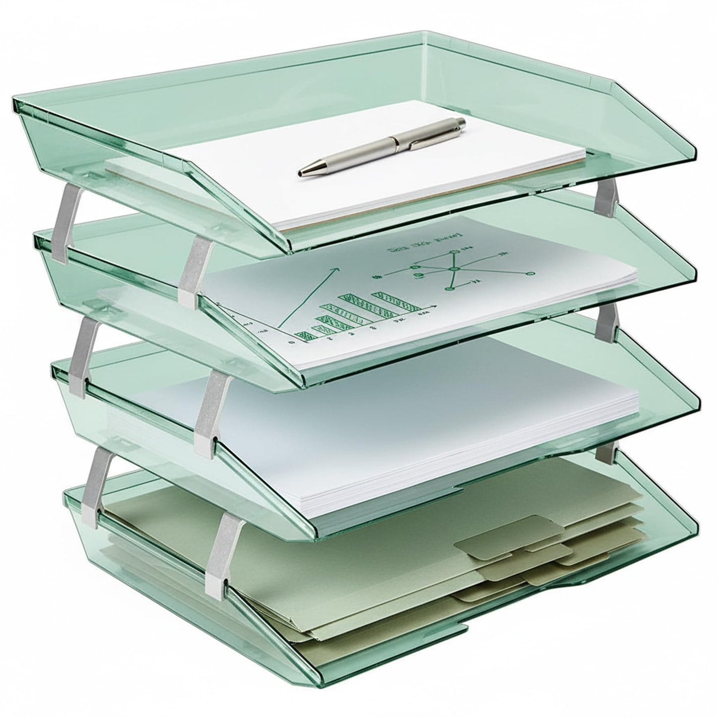 Acrimet 4 Tier Paper Letter Tray Side Load Letter Size, Office Desk File Document Organizer Plastic