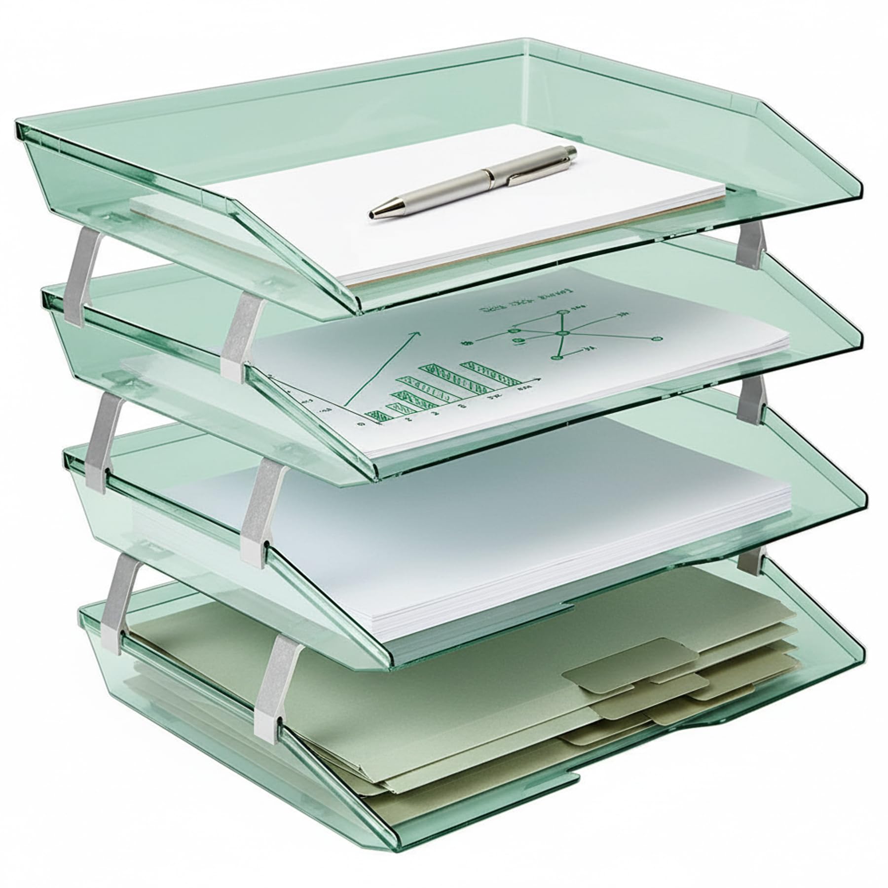 Acrimet 4 Tier Paper Letter Tray Side Load Letter Size, Office Desk File Document Organizer Plastic