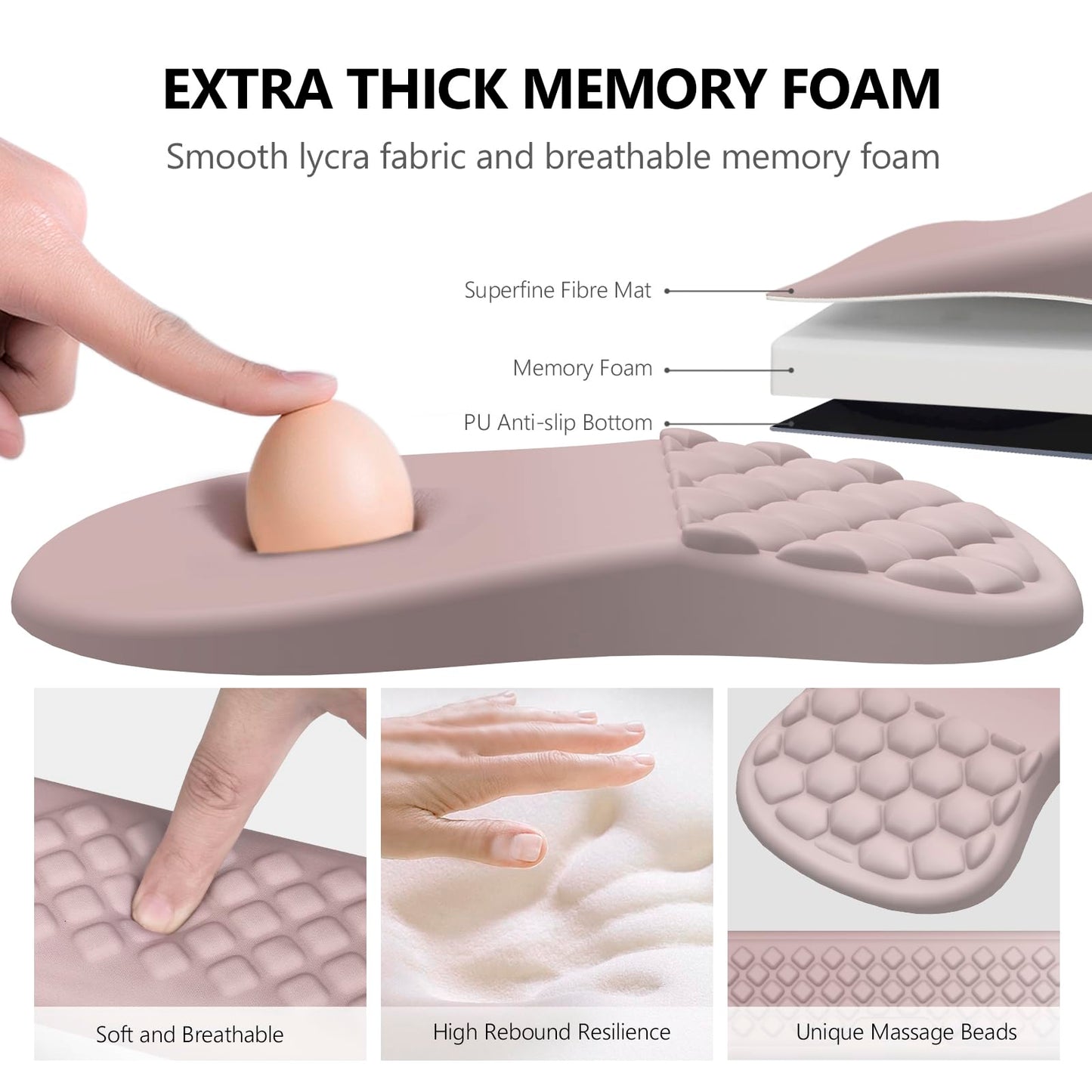 Laokiiy Ergonomic Mouse Pad Wrist Support, 2 in 1 Keyboard Wrist Rest Set