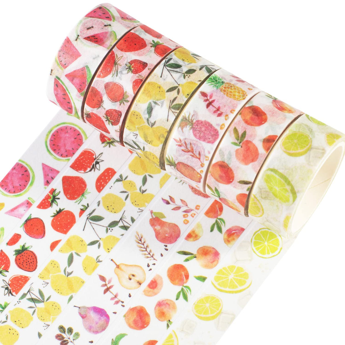 YUBBAEX 6 Rolls Washi Tape Set Plants Fruits & Floral Masking Tape Decorative for Arts, DIY Crafts