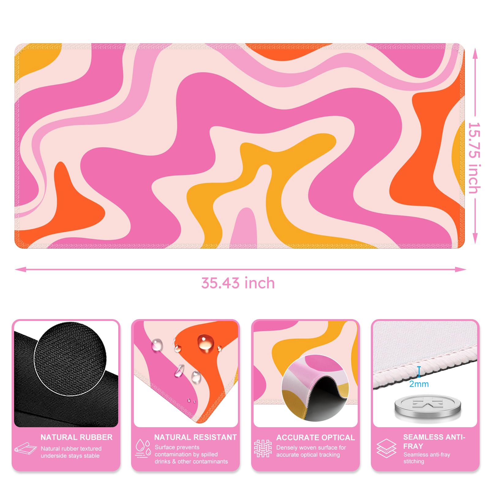 iCasso Large Mouse Pad (35.4x15.7 in), Keyboard Mouse Mat Desk Pad for Work