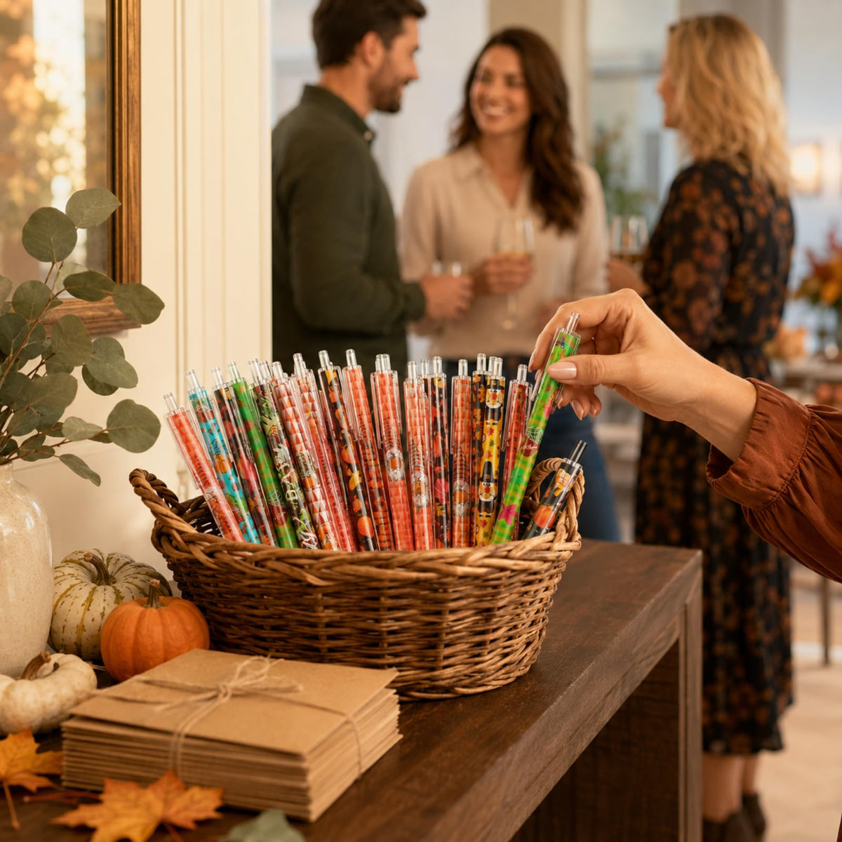 Leinuosen 120 Pieces Thanksgiving Ballpoint Pens Fall Pens Happy Fall Gift Black Ink Writing Pen