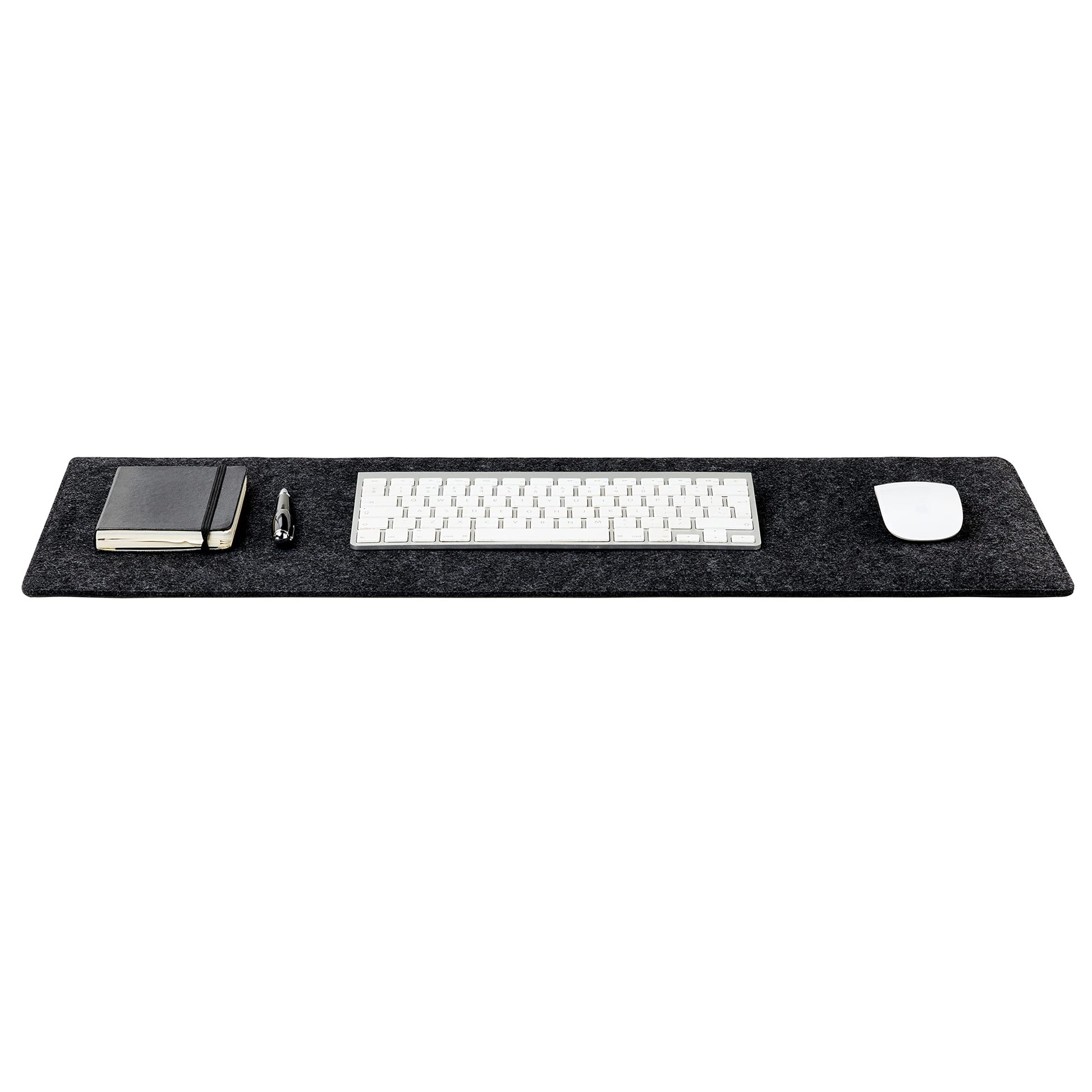 Wolvende Premium Felt Desk Mat | Small 12" x 27.5" Multifunctional Desk Pad for Home Office | Dark