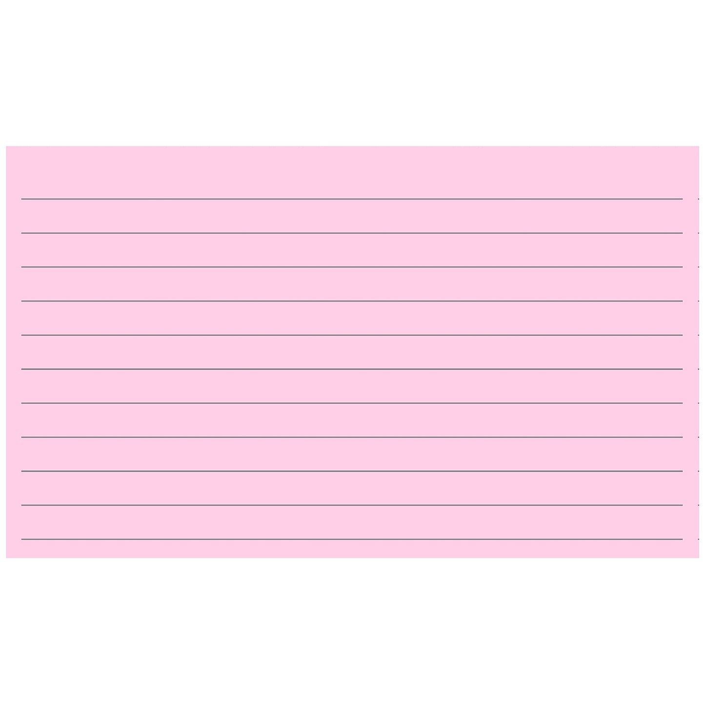 Colonial Cards: 150 Color Cardstock 3" x 5" Index Cards, Pink, Lined Landscape Format
