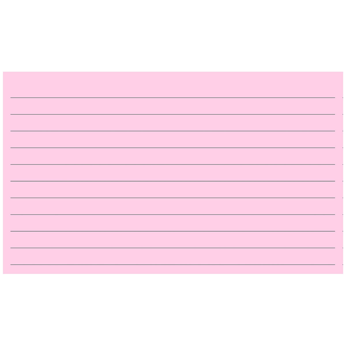Colonial Cards: 150 Color Cardstock 3" x 5" Index Cards, Pink, Lined Landscape Format