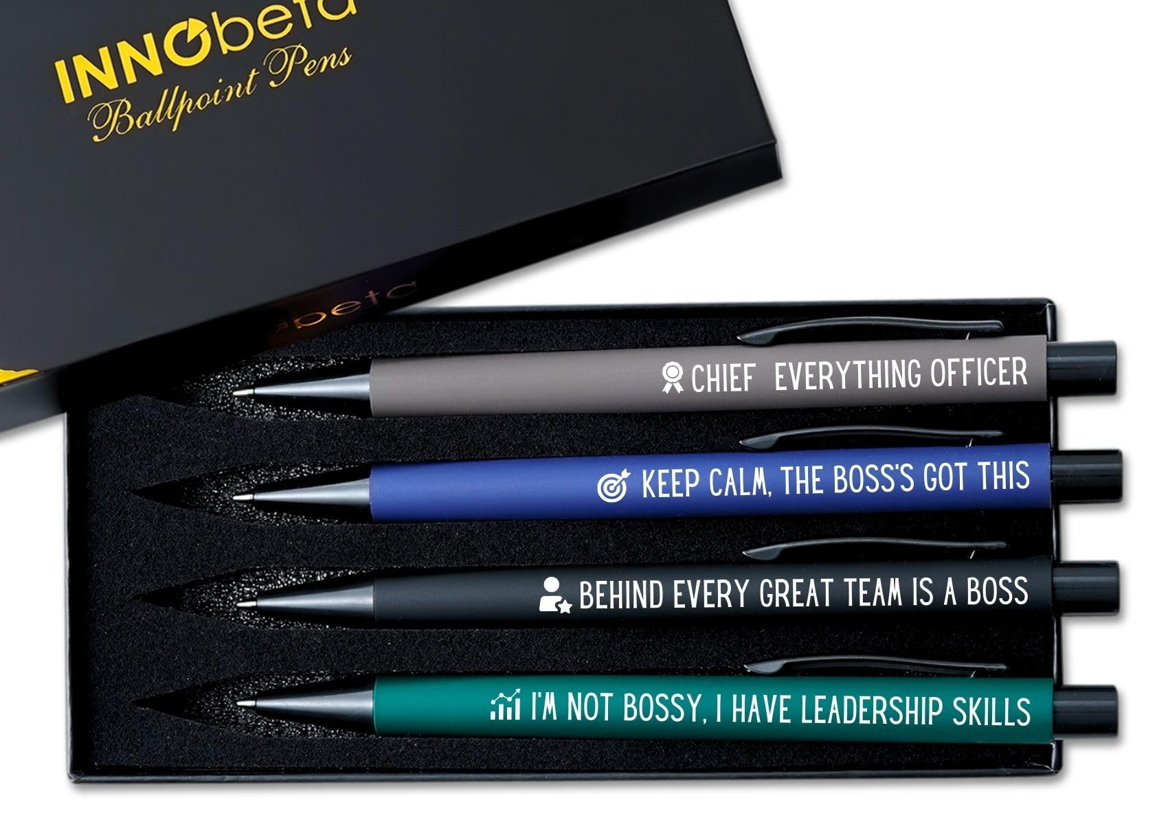 InnoBeta Boss Gifts, Ballpoint Pen Set of 4, Perfect Gifts Idea for Men/Male in Boss Day, Birthday