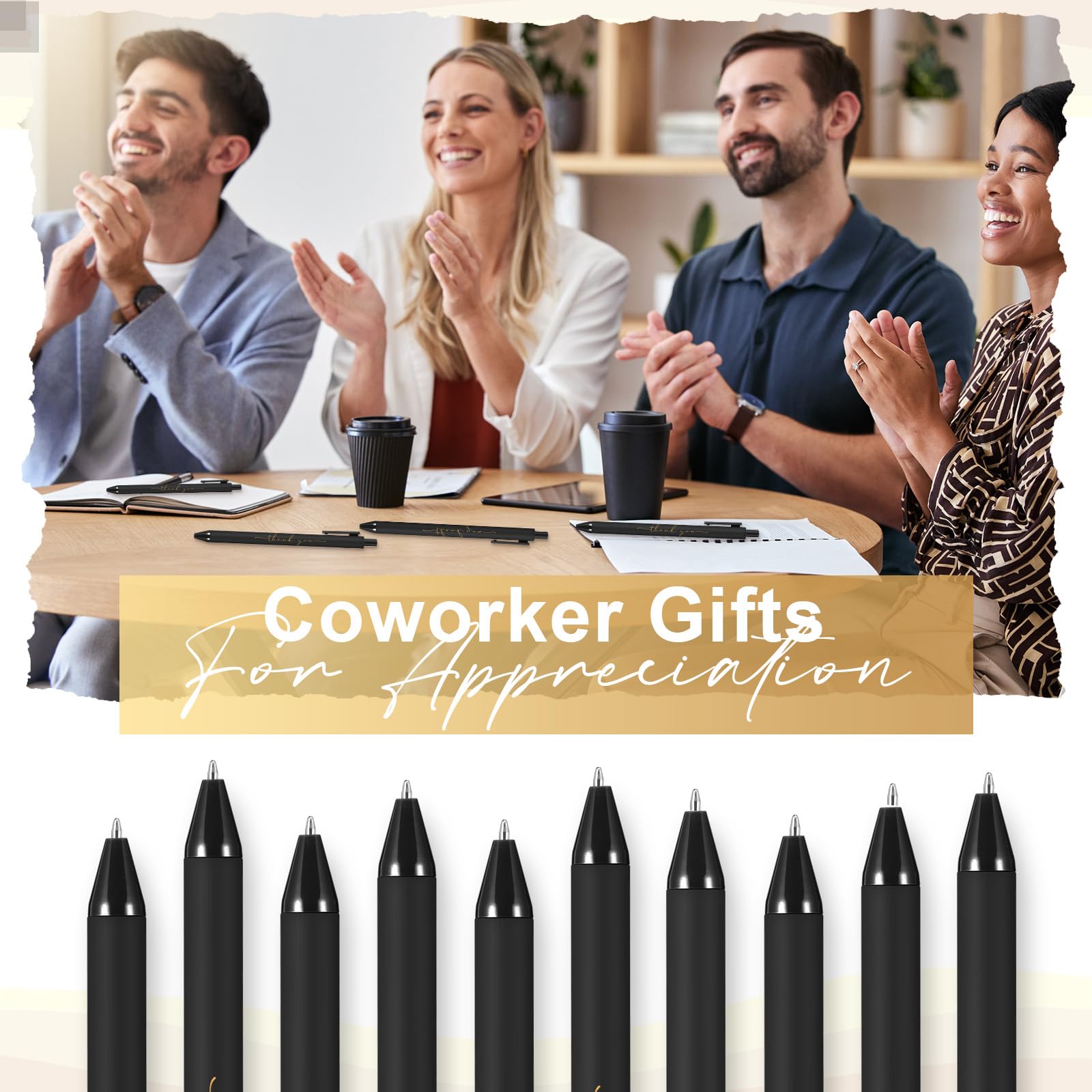 Dispowreath 50 Pcs Thank You Pen Bulk Cute Server Ballpoint, Black