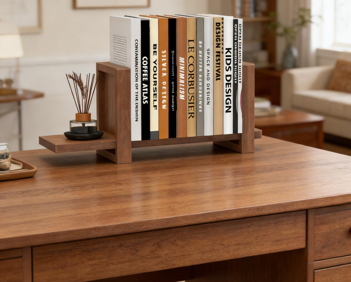 Adjustable Desktop Bookshelf Wooden Desk Book Holder Organizer Tabletop Bookshelf Mini Book Shelf