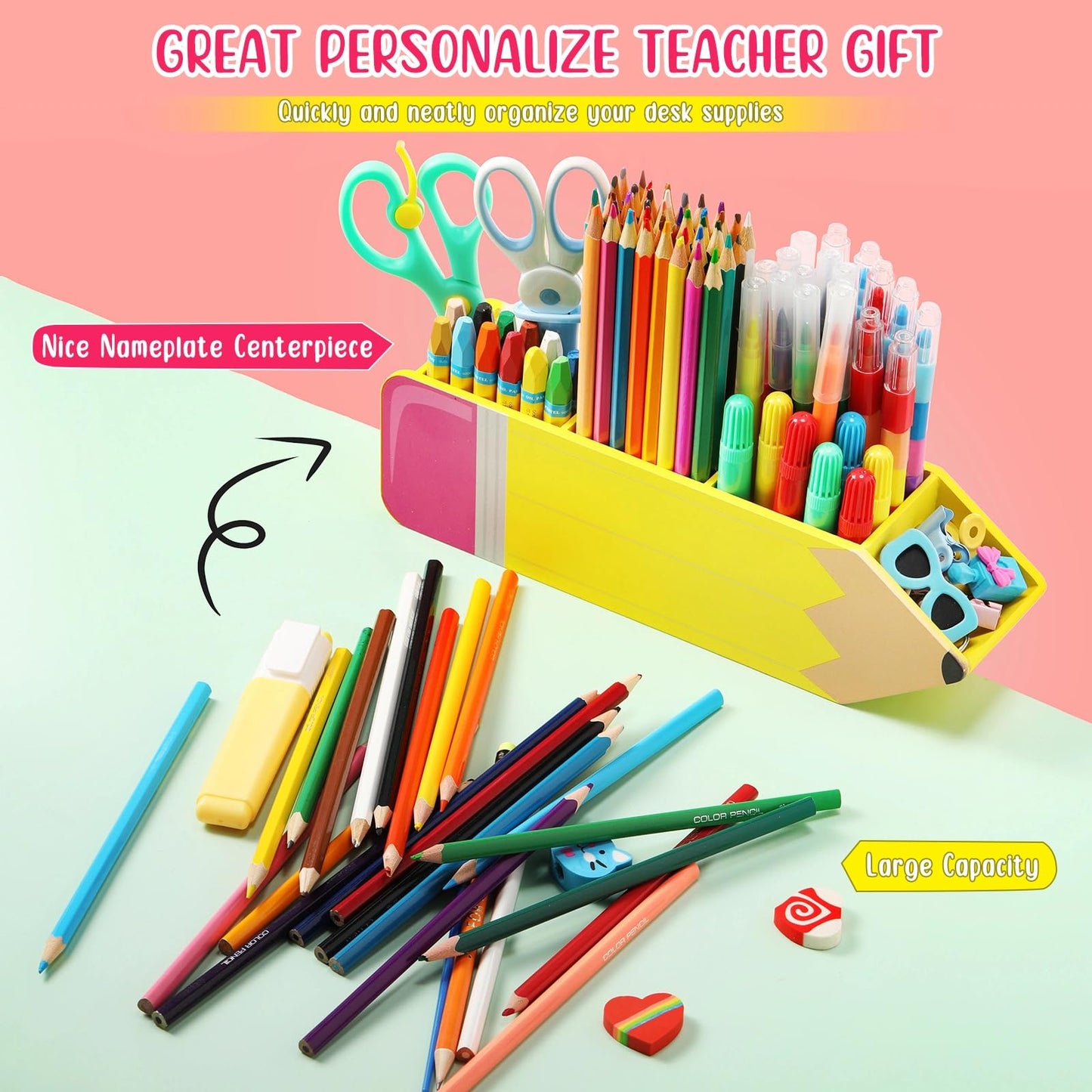 Containlol Back to School Teacher Gift Name DIY Pencil Holder Organizer