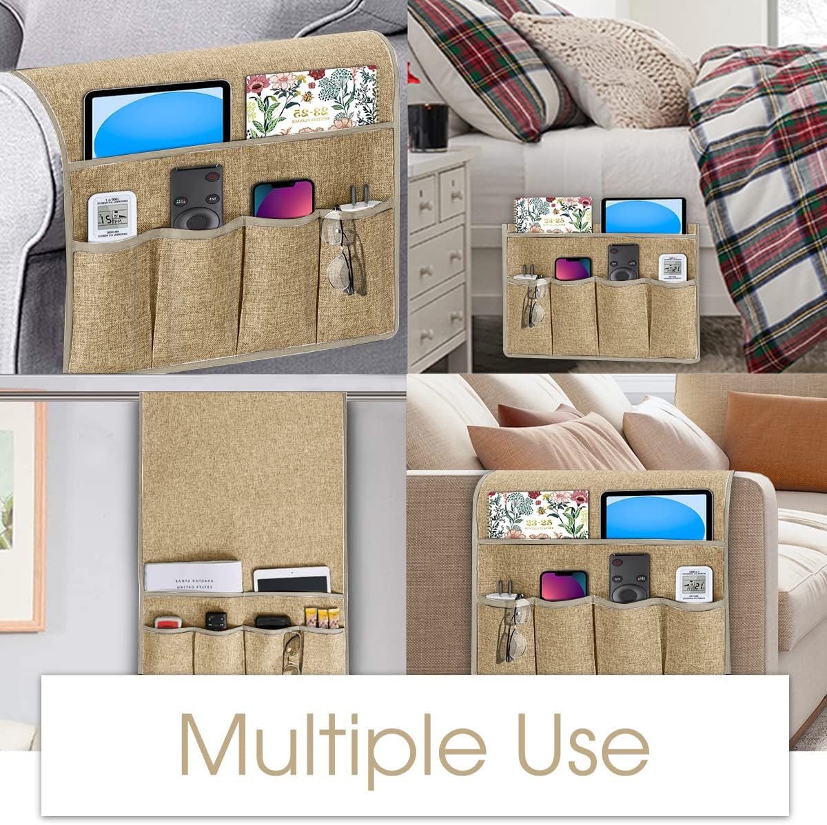 Joywell Remote Control Holder Armchair Caddy Armrest Organizer Khaki