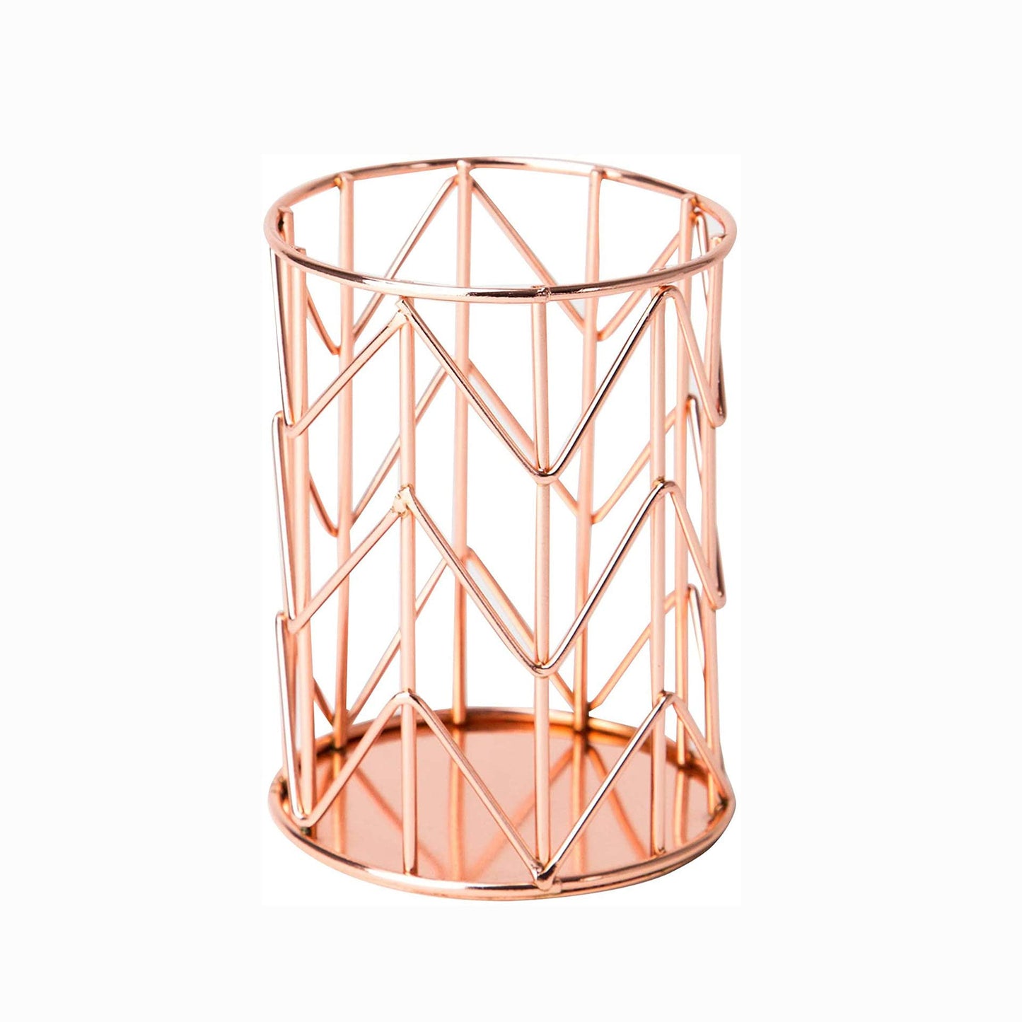 HSYMQ Pen Holder for Desk, Make Up Brush Holder Rose Gold Metal Wire Pencil Cup Holders