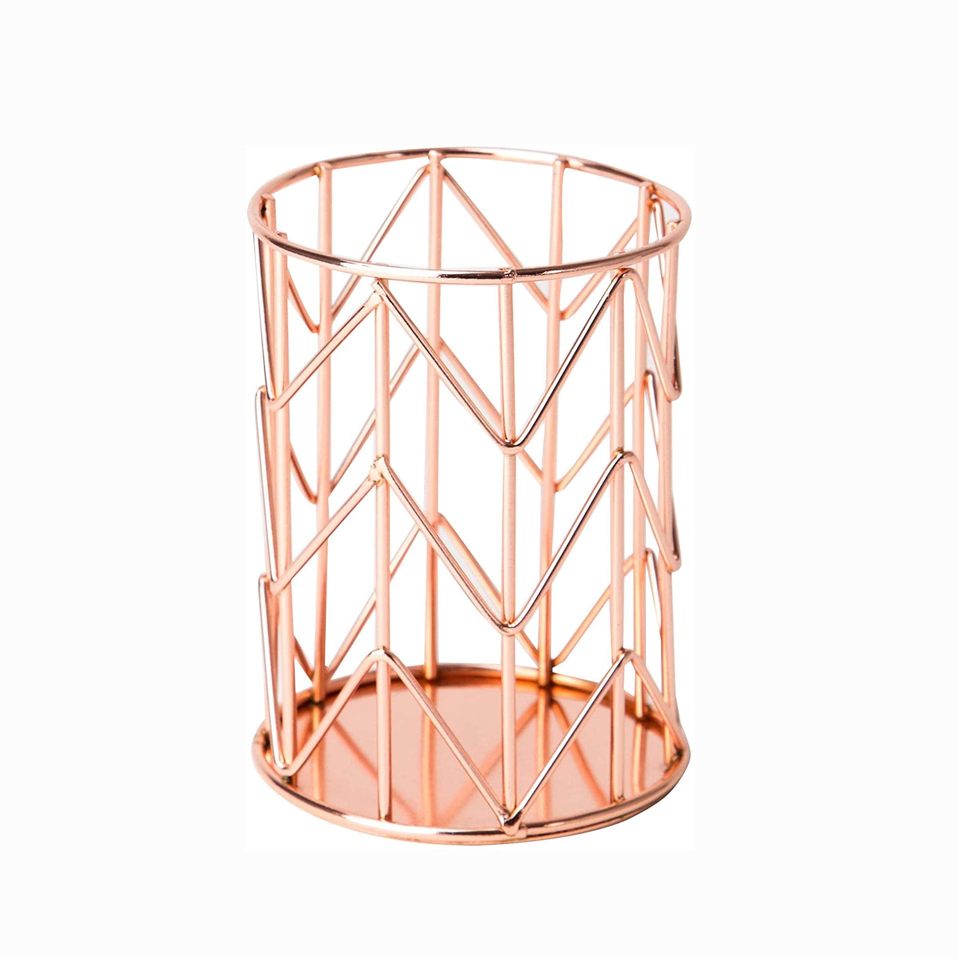 HSYMQ Pen Holder for Desk, Make Up Brush Holder Rose Gold Metal Wire Pencil Cup Holders