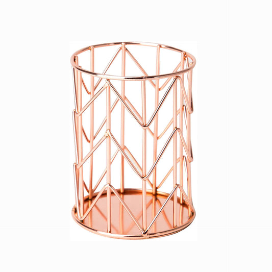 HSYMQ Pen Holder for Desk, Make Up Brush Holder Rose Gold Metal Wire Pencil Cup Holders