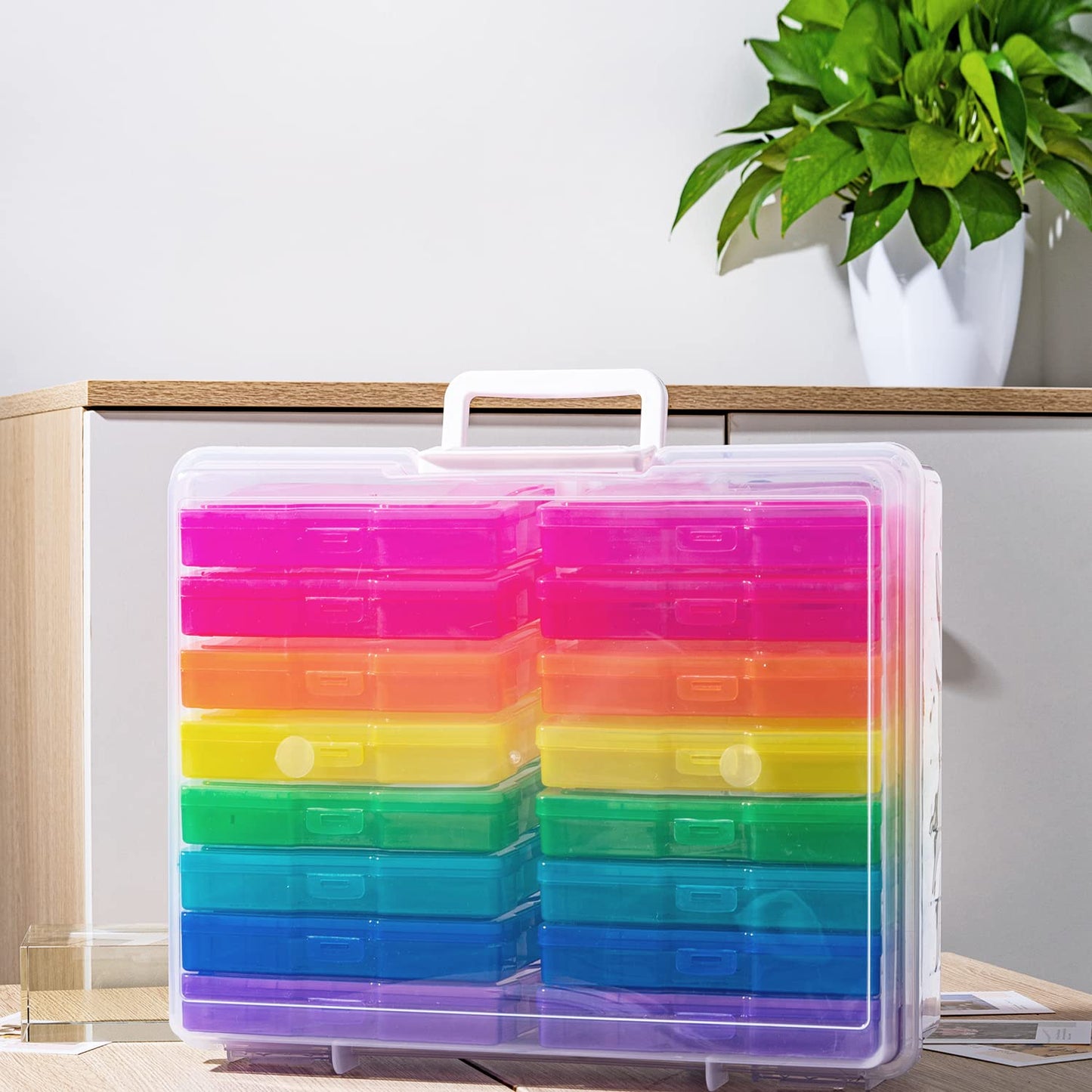 Naivees 4" x 6" Photo Storage Case with Handle, 16 Inner Photo Organizer Keeper, Extra Large