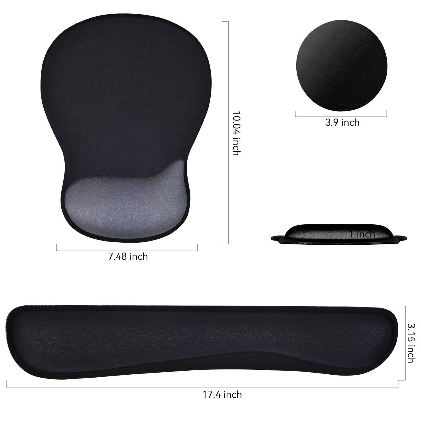 WINTOJO Wrist Rest Support for Mouse Pad Keyboard Set Circle Coaster Gaming Mouse Pad Ergonomic Gel