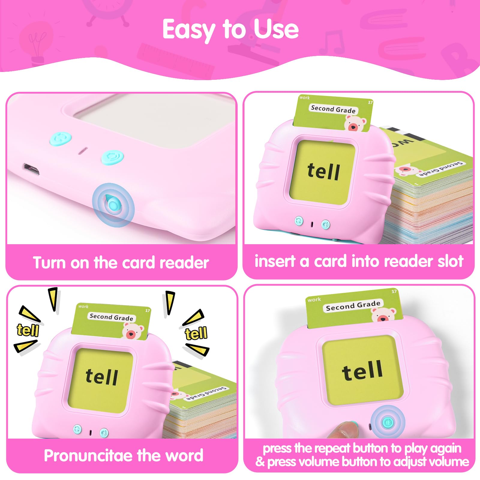 QuTZ ABC Flash Cards for Toddlers 2-4, Autism Toys, Speech Therapy Educational Cards with 272 Words