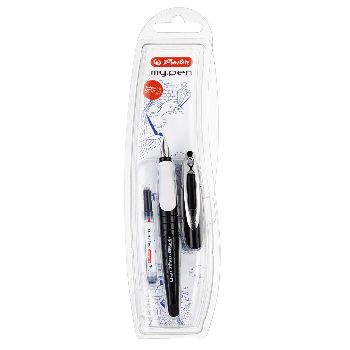 herlitz 10999746, Pen, my.pen, M Nib, Black/White