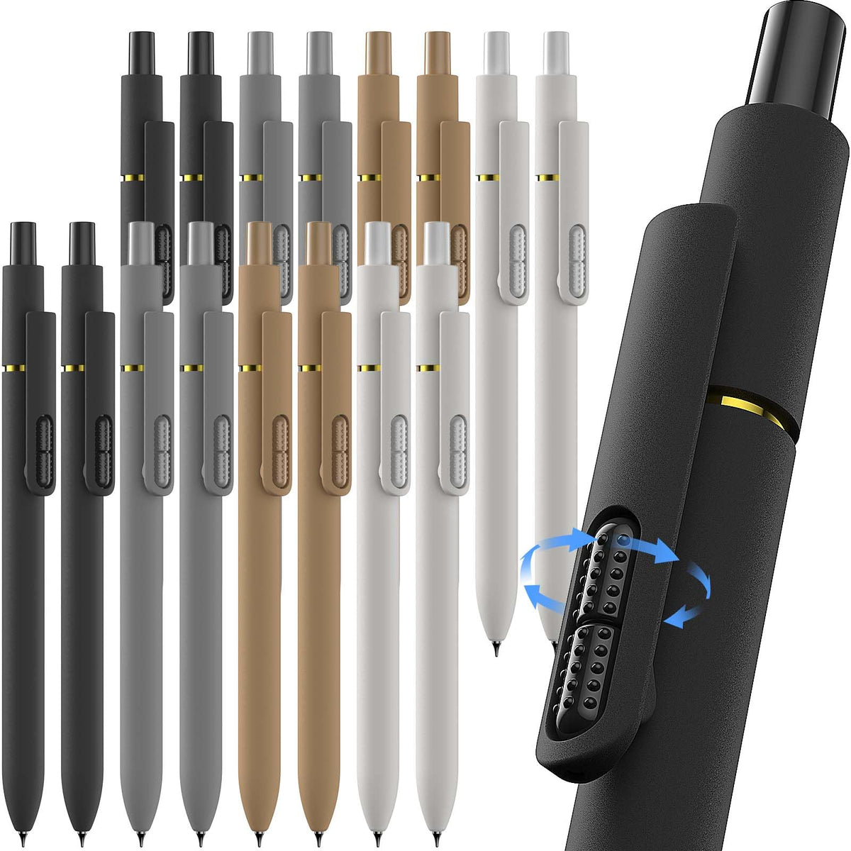 Hiacry 16 Pack Gel Pens, Quick-Dry Long Lasting Black Ink-0.7 mm Fine Point
