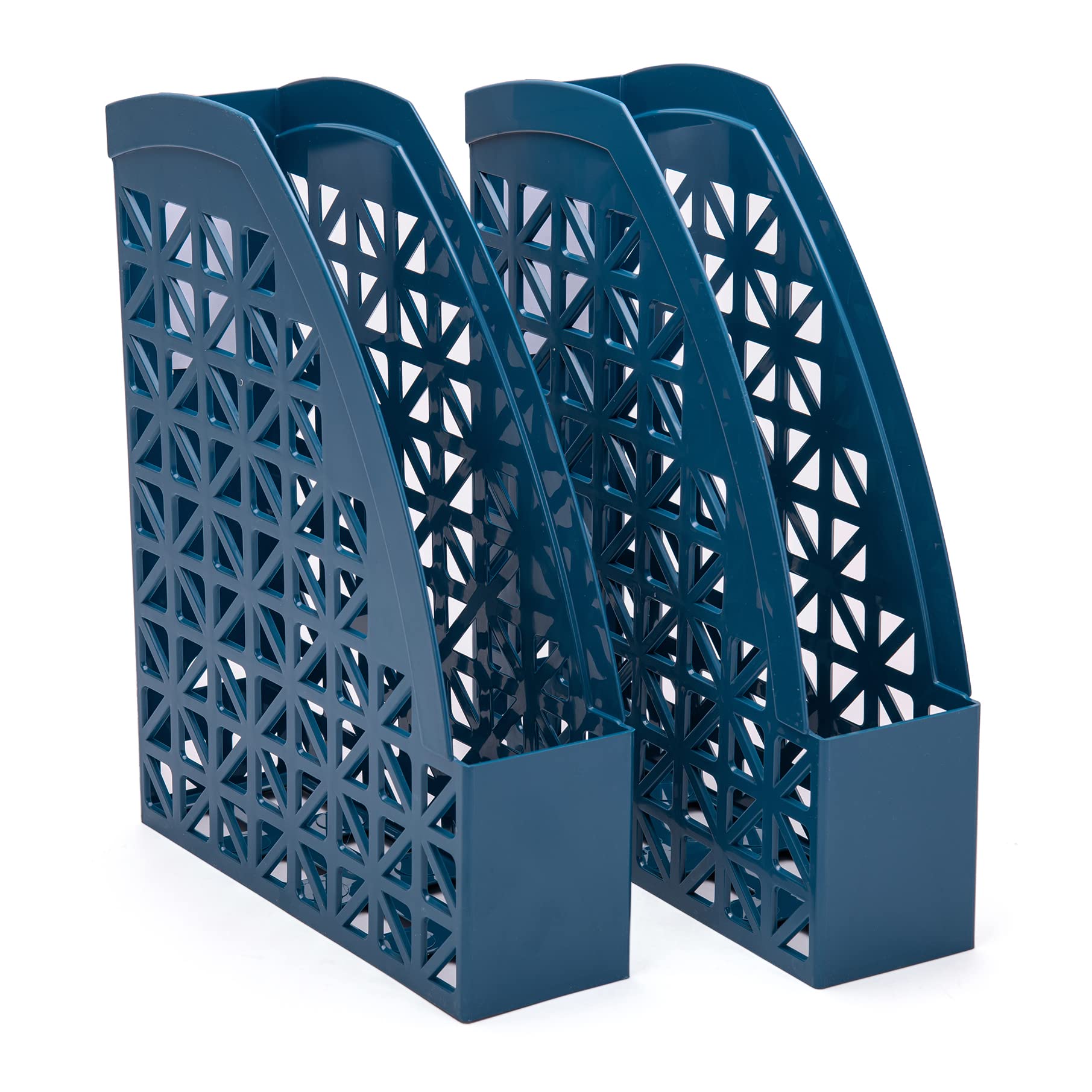 Mintra Office Plastic Desk Organizer 2pk Magazine File (Deep Lake Blue)