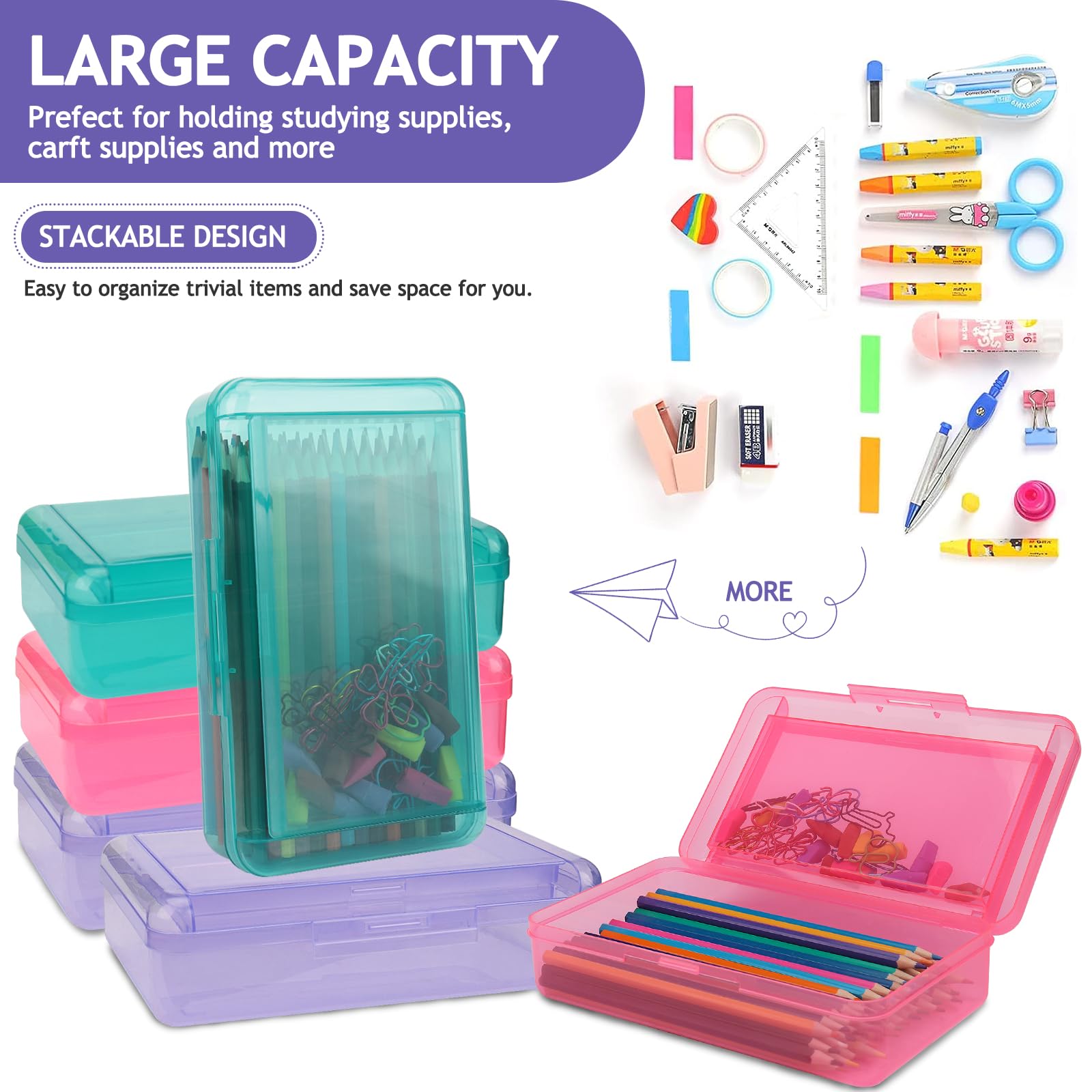 SFLHHDM Large Pencil Box, Double Layer Capacity Pencil Holders, Hard Pen Case with Snap-tight Lid