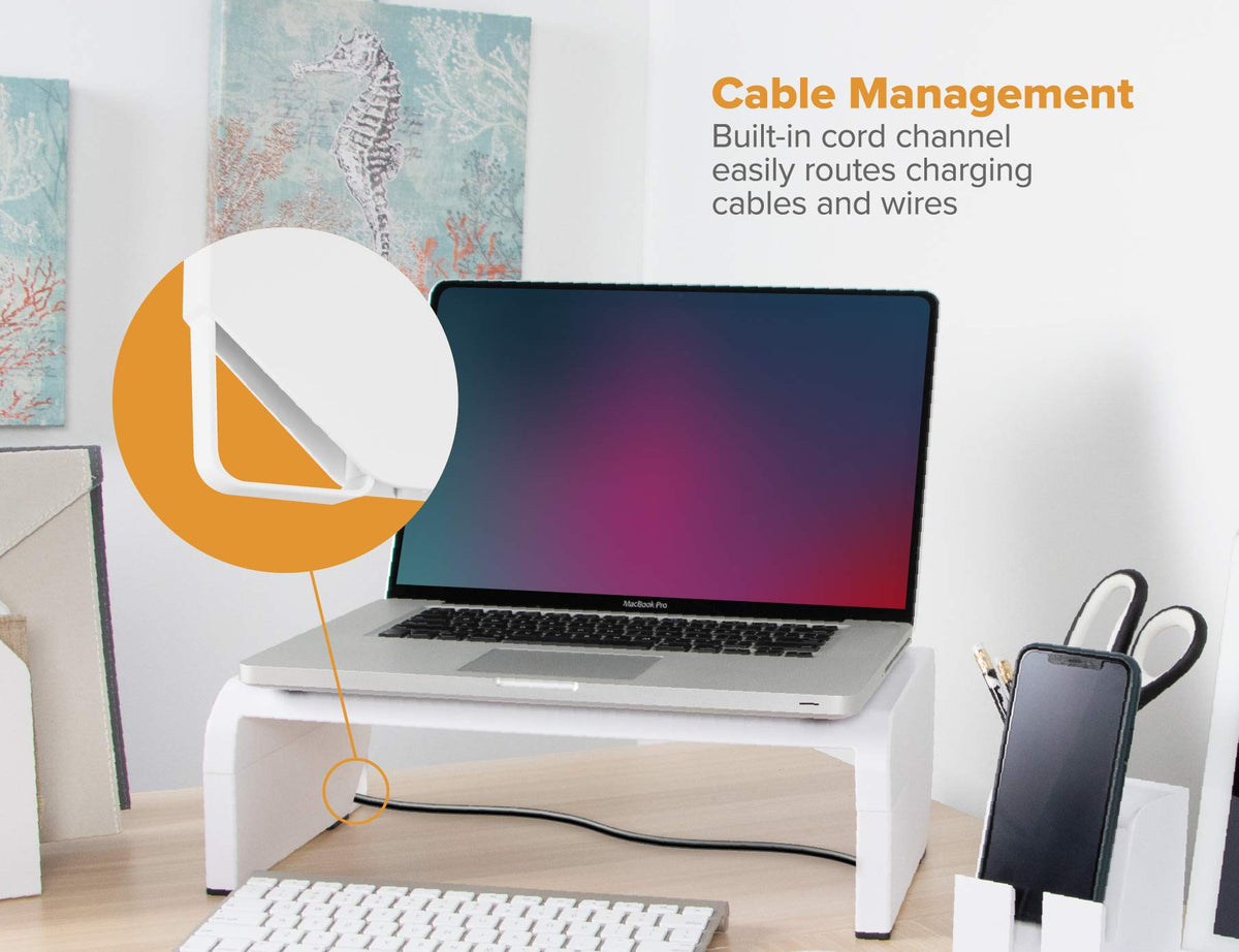 Bostitch Office Konnect Adjustable Monitor Stand Riser, 4 Height Adjustments, Built-In Cable