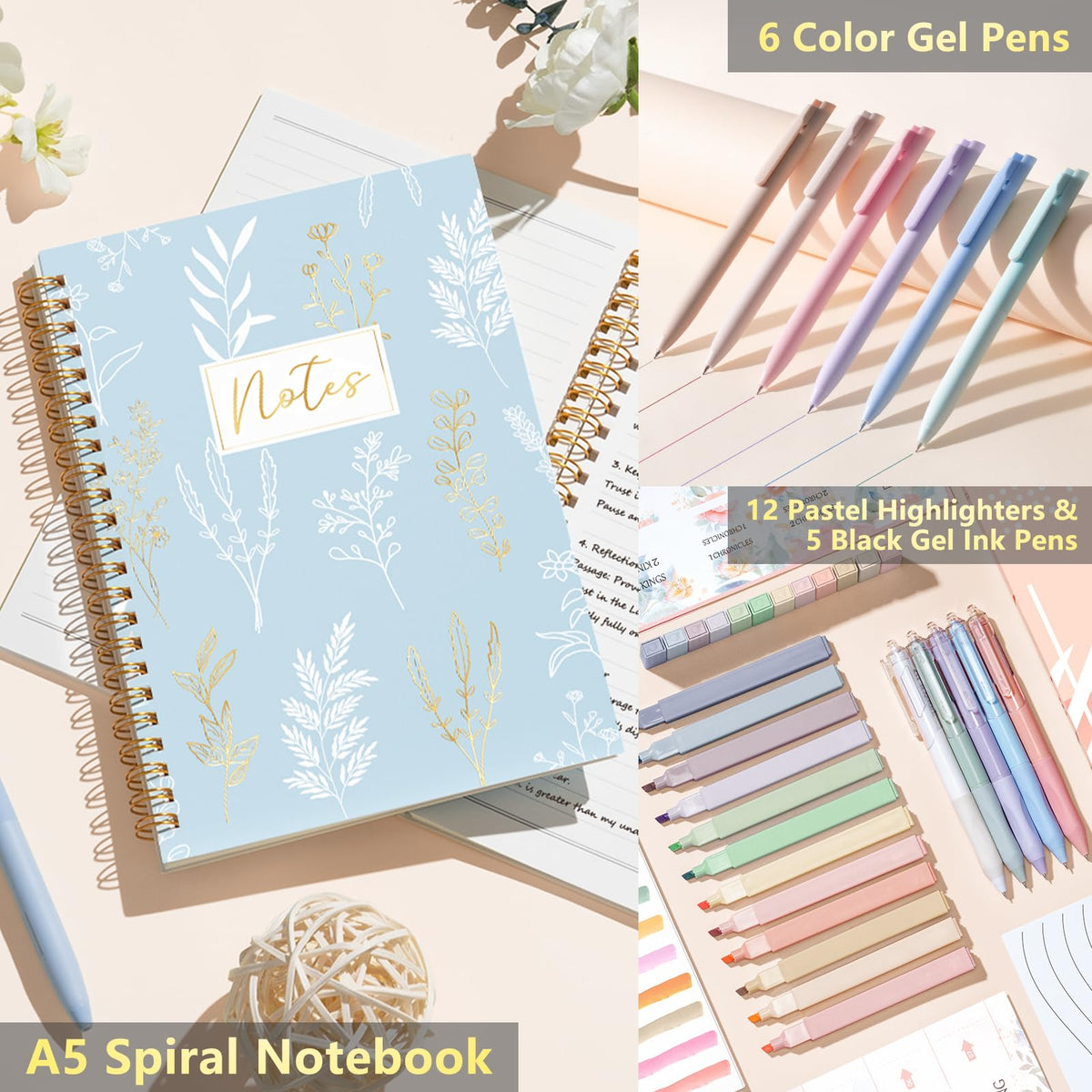 Bible Study Supplies Journaling Annotation Kit w/Bible Cover Case for Women