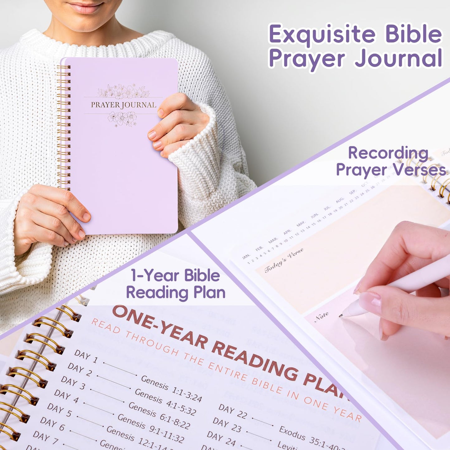 XKDOUS 40 Bible Study Kit, Journaling Supplies for Women with Case, Purple