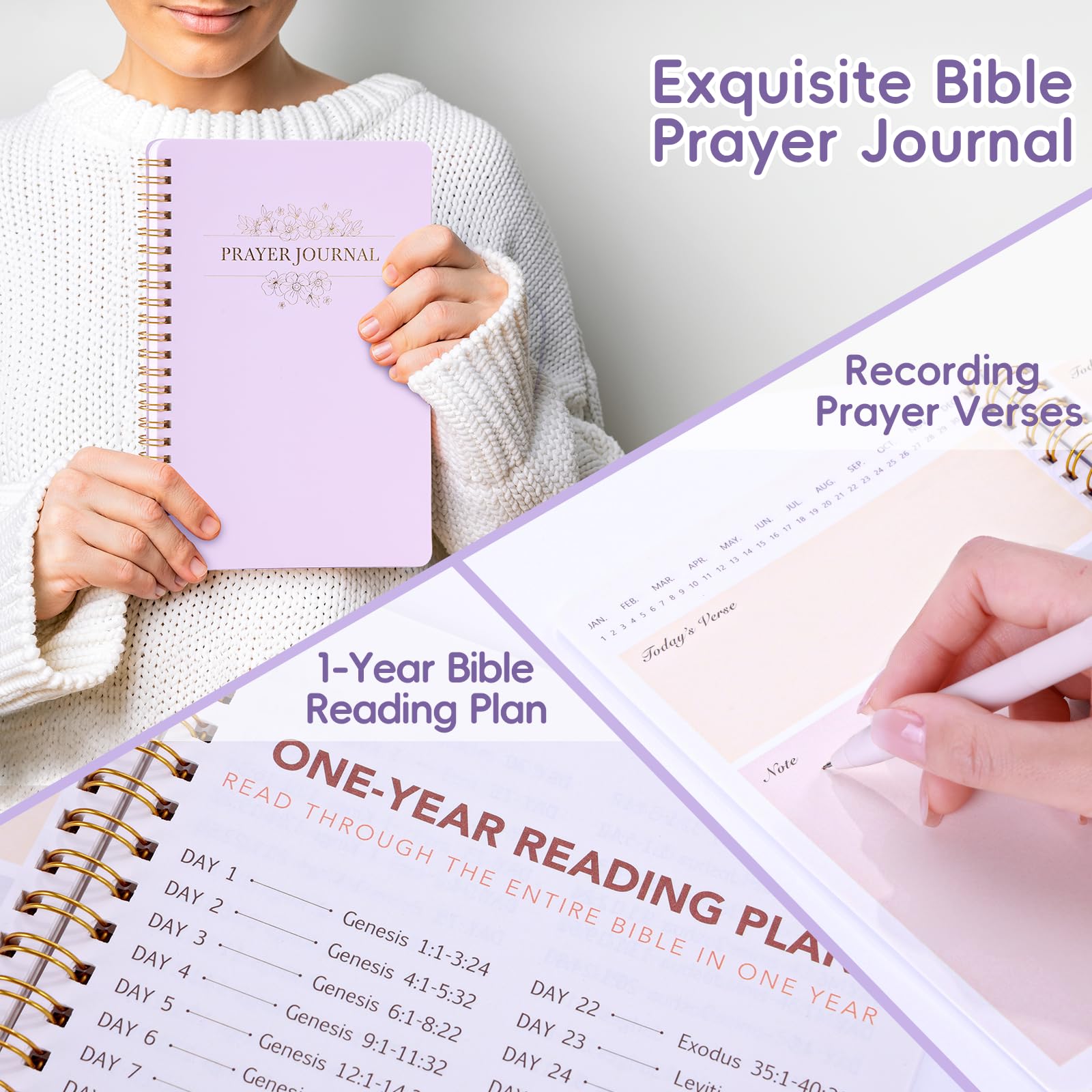 XKDOUS 40 Bible Study Kit, Journaling Supplies for Women with Case, Purple