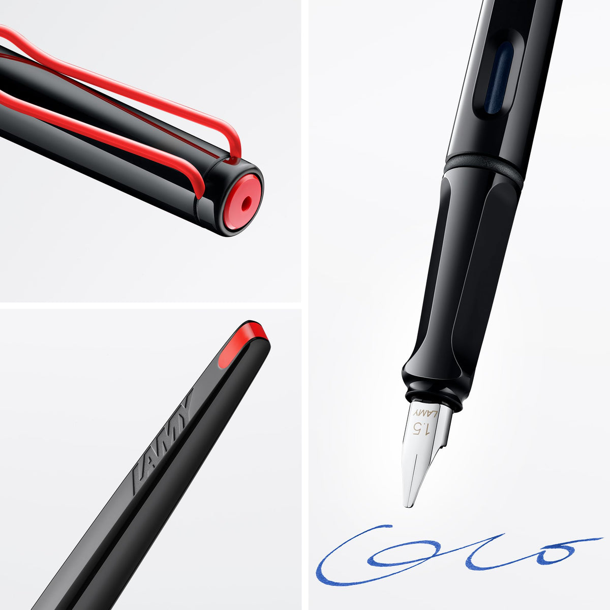 Lamy joy black - calligraphy fountain pen with ergonomic grip & polished steel nib in line width